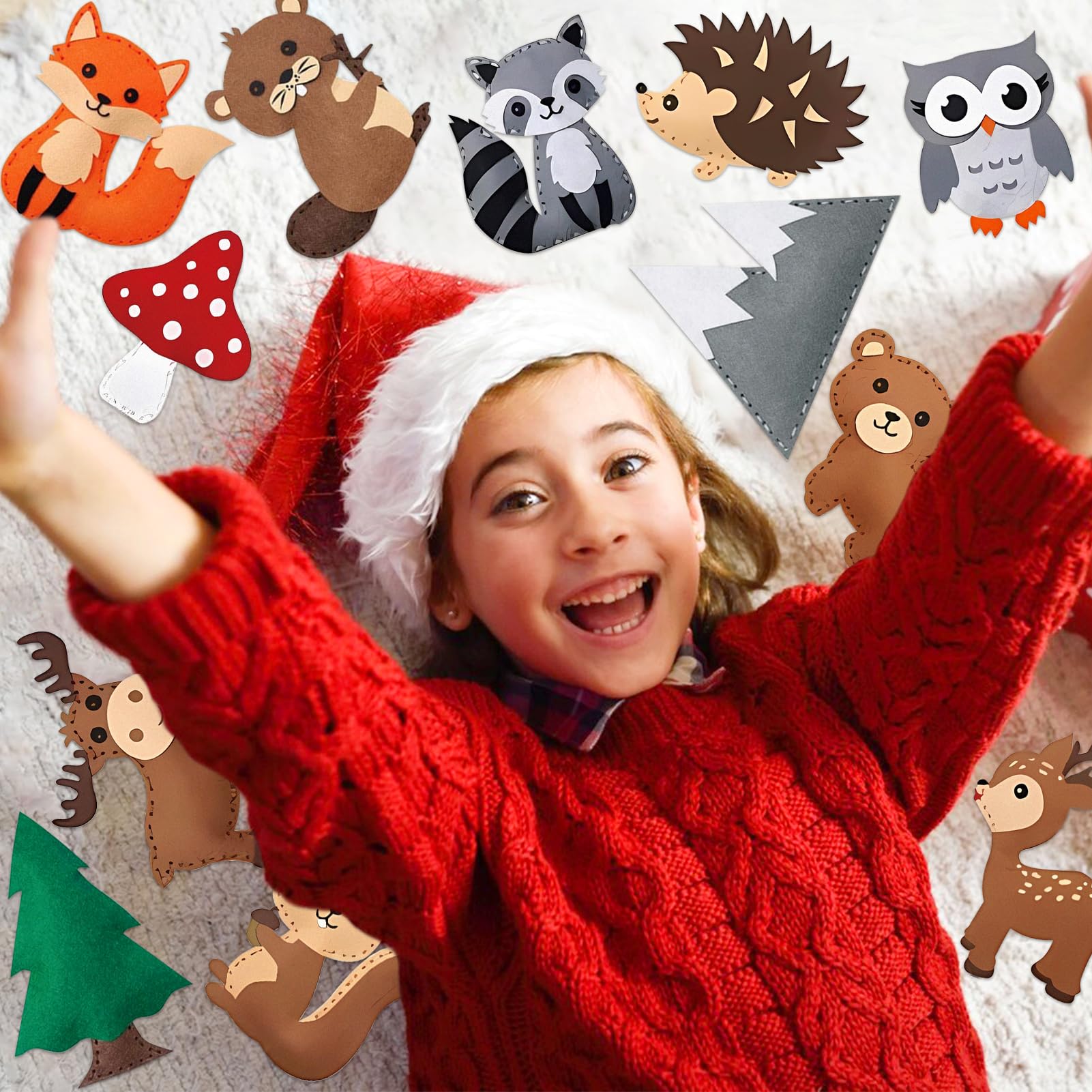 Lets Joy Zestaw do szycia ze zwierzętami leśnymi, zestaw do szycia, filcowe zestawy do szycia, zestaw do majsterkowania, zestaw filcowy dla początkujących dzieci, kreatywny zestaw do szycia figurek