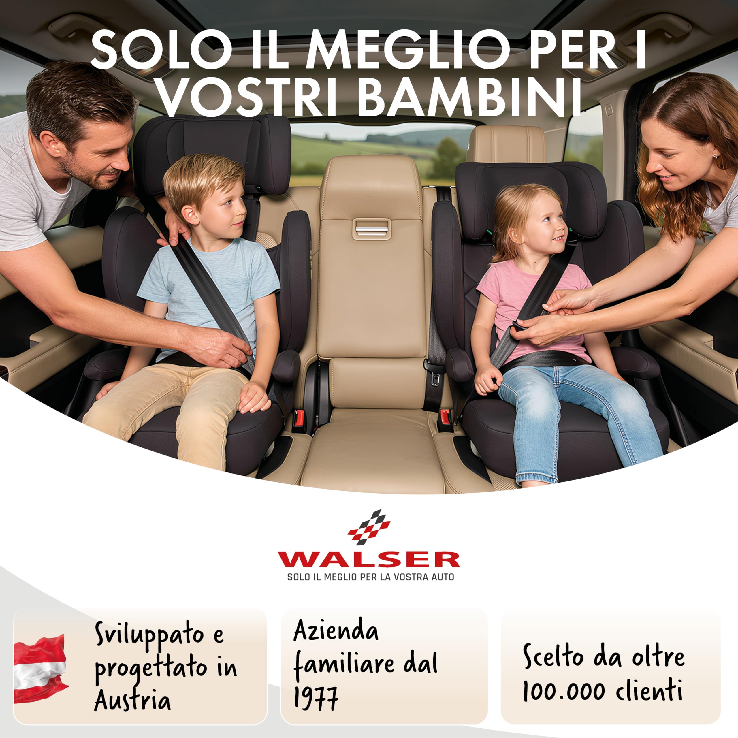 WALSER Seggiolino auto Premium Numa, rialzo bambino 2in1 ISOFIX schienale rimovibile + poggiatesta regolabile 3-8 anni 100-150 cm ultima normativa ECE R 129, rialzo auto antracite