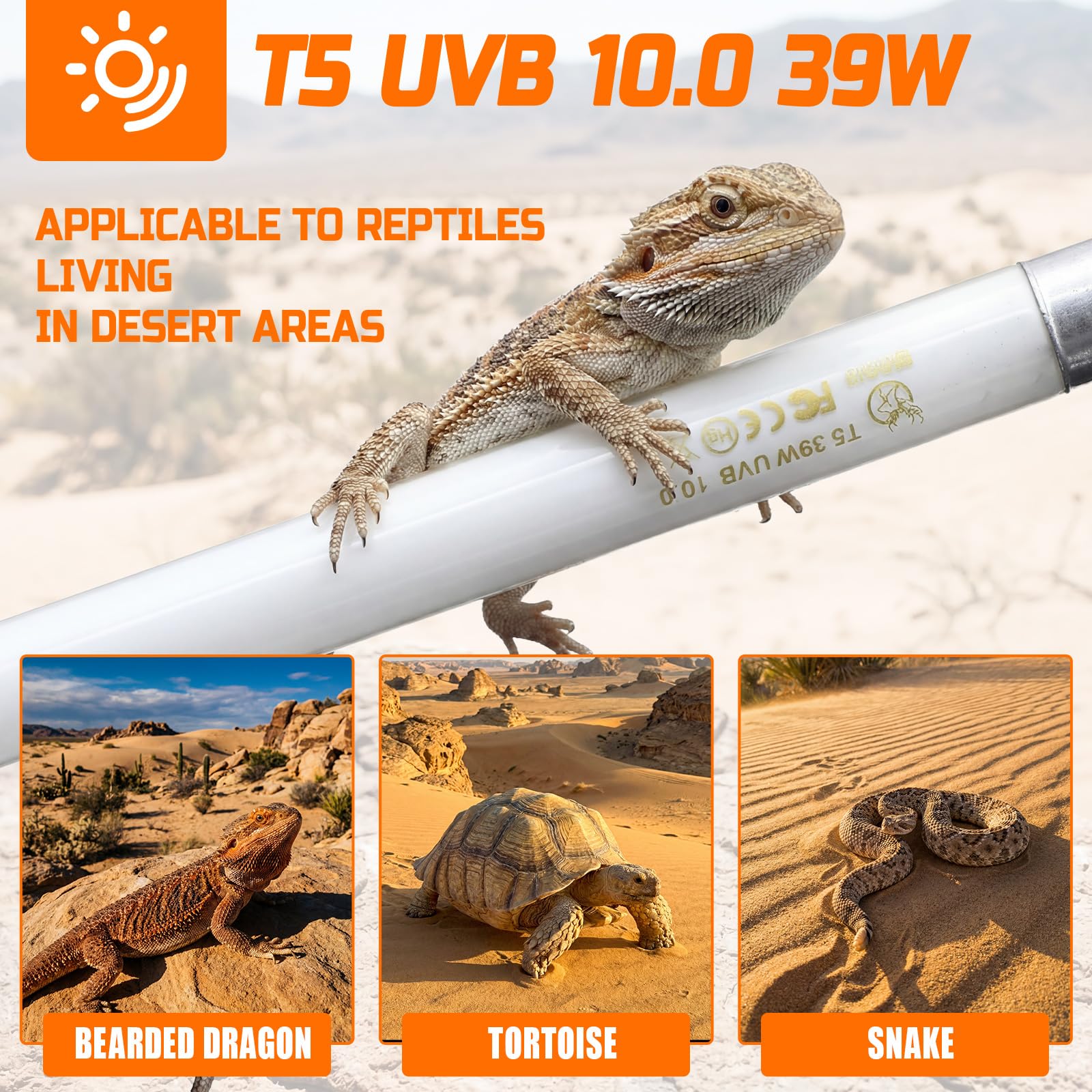 4 Pack T5 UVB Reptile Light Bulb, 34 Inch 39W 10.0, UVA UVB Fluorescent Tube T5 Reptile Light for Bearded Dragon - image 6