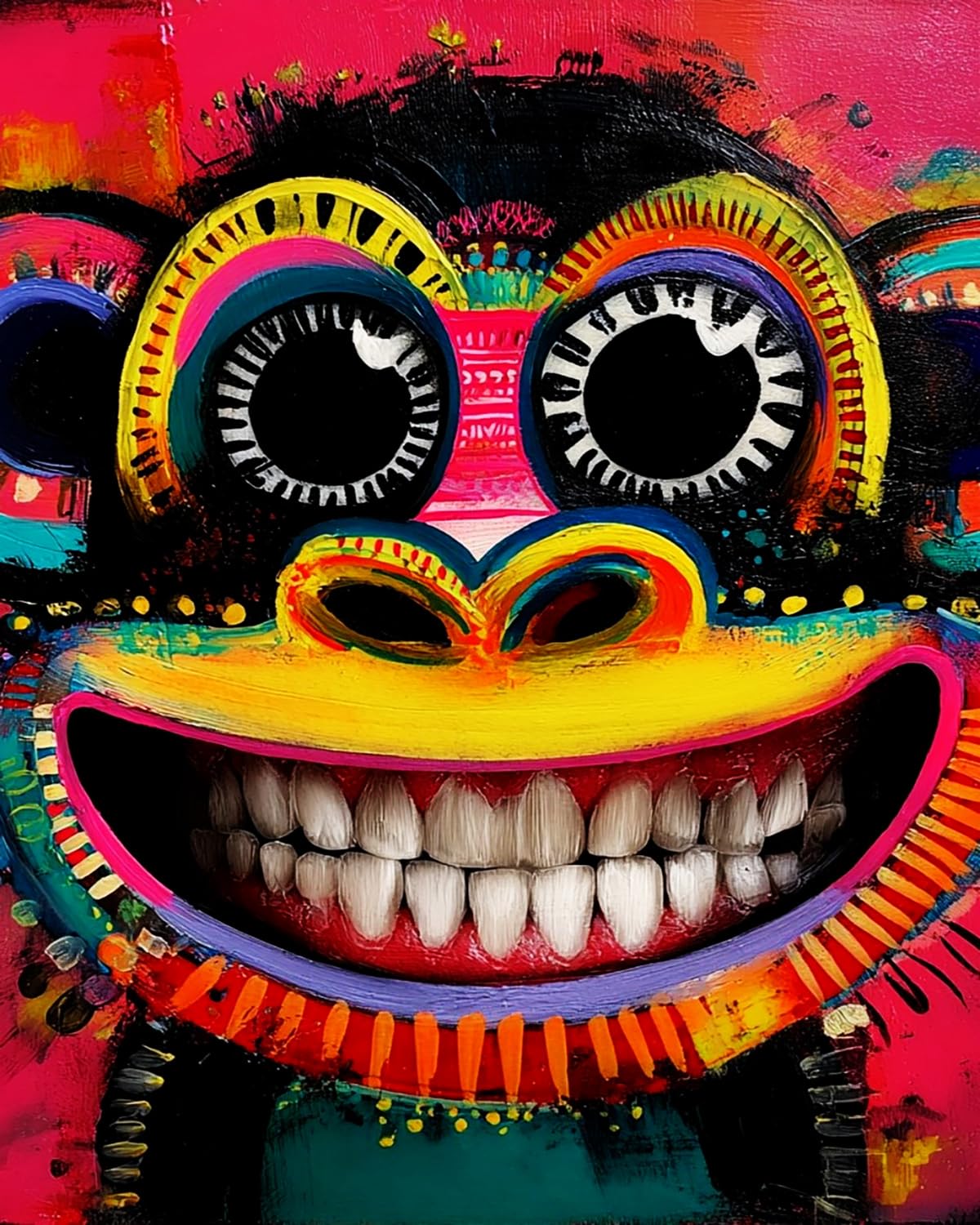 LIUBAISHI Paint by Numbers for Adults, Colourful Monkey, 40x50 cm Acrylic Canvas Kit with 3 Brushes