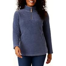 32 Degrees Heat Women's Mock Neck Fleece 1/4 Zip Pullover Sweater with Pockets US, Alpha, Small, Regular, Regular, Blue