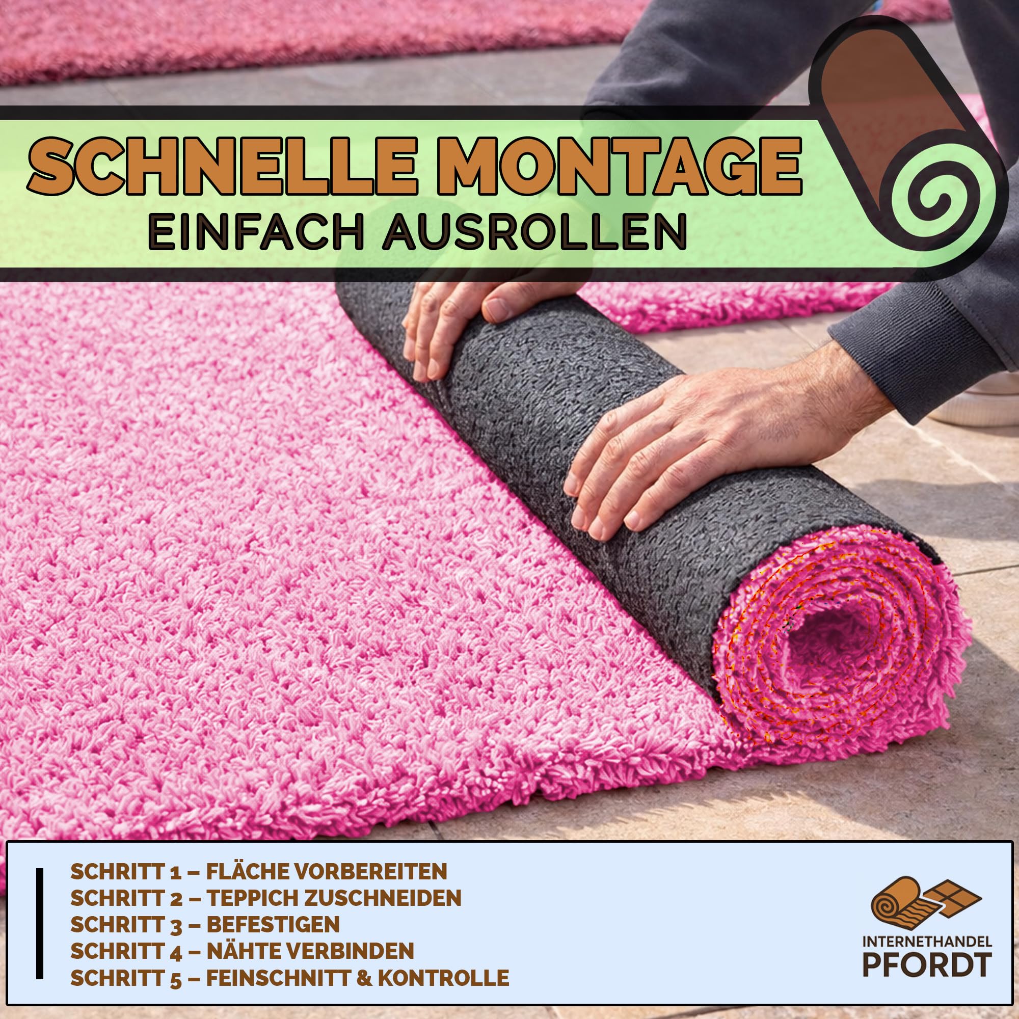 Kunstrasen Hochflor Star 25 mm, Pink, 100x200 cm, wetterfest und pflegeleicht, dekorativer Rasenteppich für Balkon, Terrasse und Garten