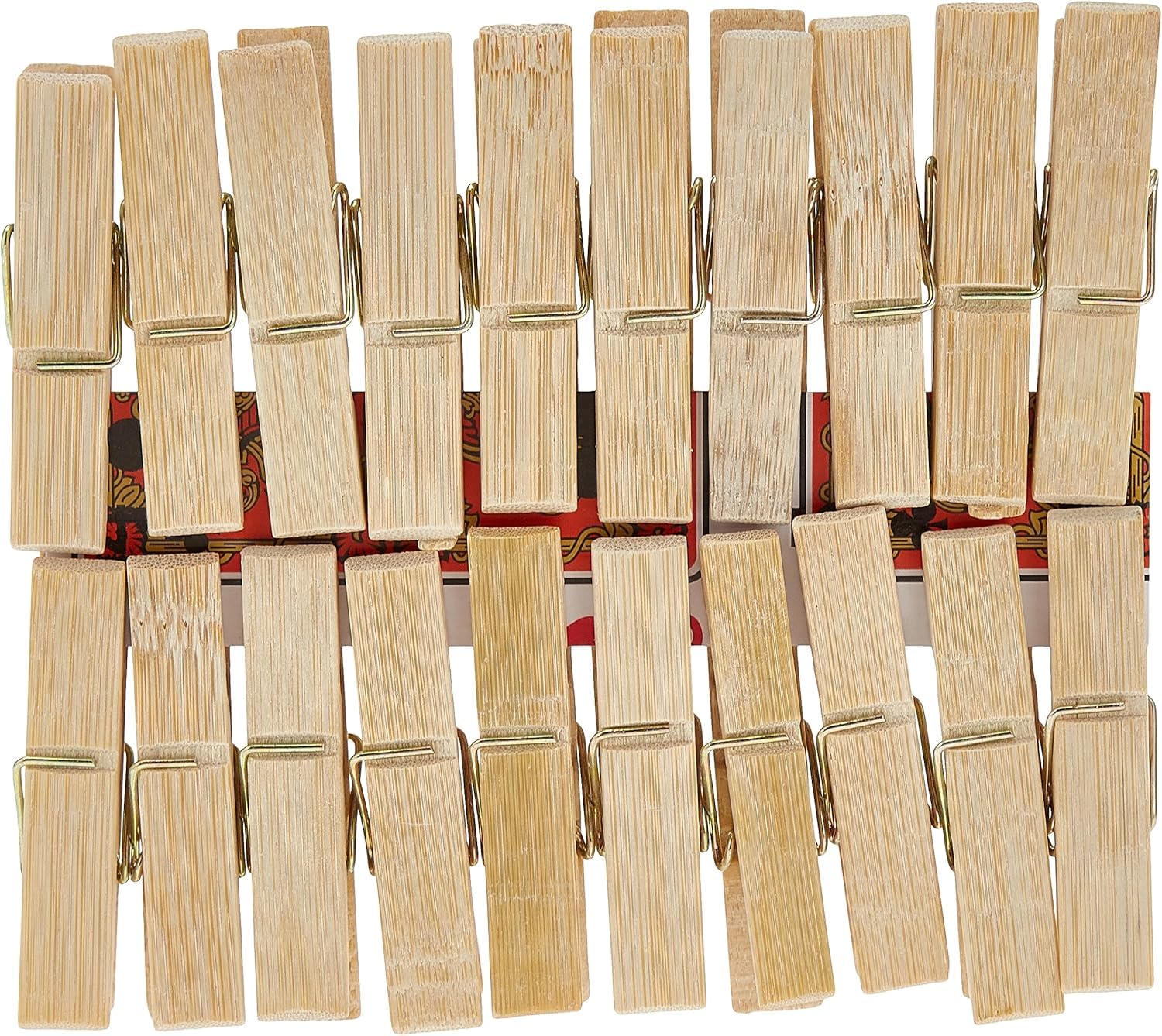 Fashion Inn-Style 20x WOODEN CLOTHES CLIPS - Durable Wood Clothing Line Pegs - Laundry Kitchen & Outdoor Clips Pegs - Multipurpose