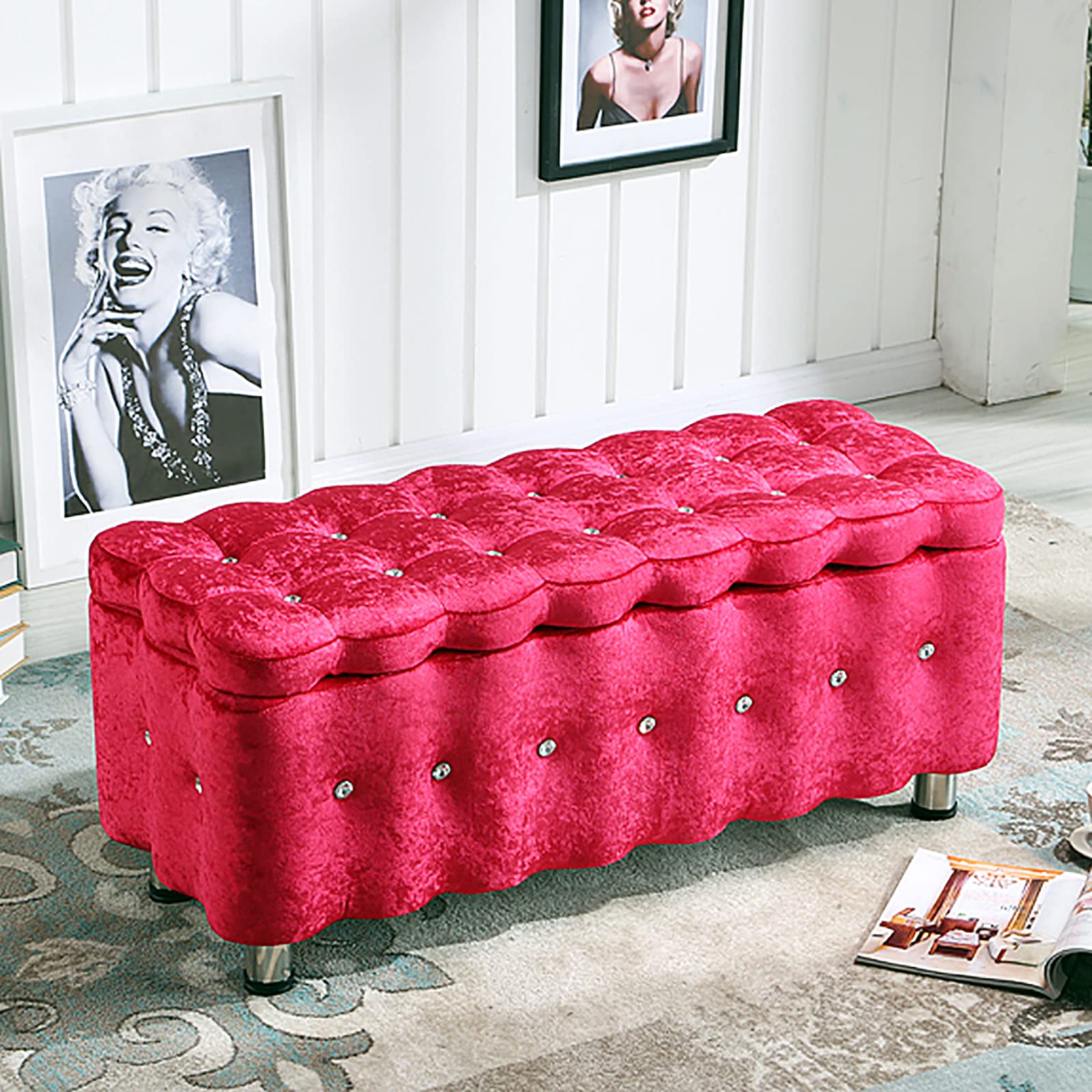 Banc à chaussures chaleureux en velours pour créer une entrée accueillante et cosy