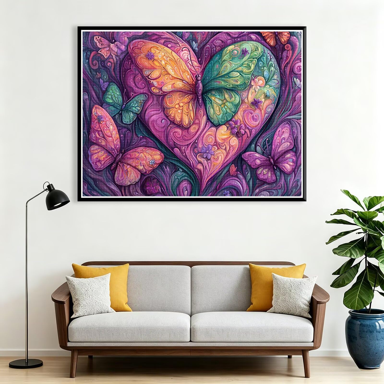 ダイヤモンドアート 蝶 ダイヤモンドアート 四角いビーズ セット 花, 初心者 キャンバス DIY 手作り絵画 手芸キット モザイク 全面貼り付け 特色がある 暇つぶし 5Dダイヤモンド絵画 手芸キット 両面 DIY きれい かわいい 大人と子供 1セット クリスマス飾り ダイヤモンド の絵画 キット 家の装飾 ダイヤモンドアート (月と太陽) サムコス