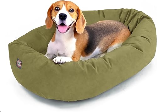 Miniatura 40 de Majetic Pet Products - Cama en forma de bagel para perro, de gamuza color gris, 40 pulgadas, con reposacabeza