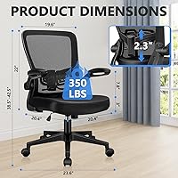 Vista 3 de Sillas de escritorio de oficina con ruedas, silla ergonómica de malla con soporte lumbar de altura ajustable, silla giratoria para computadora