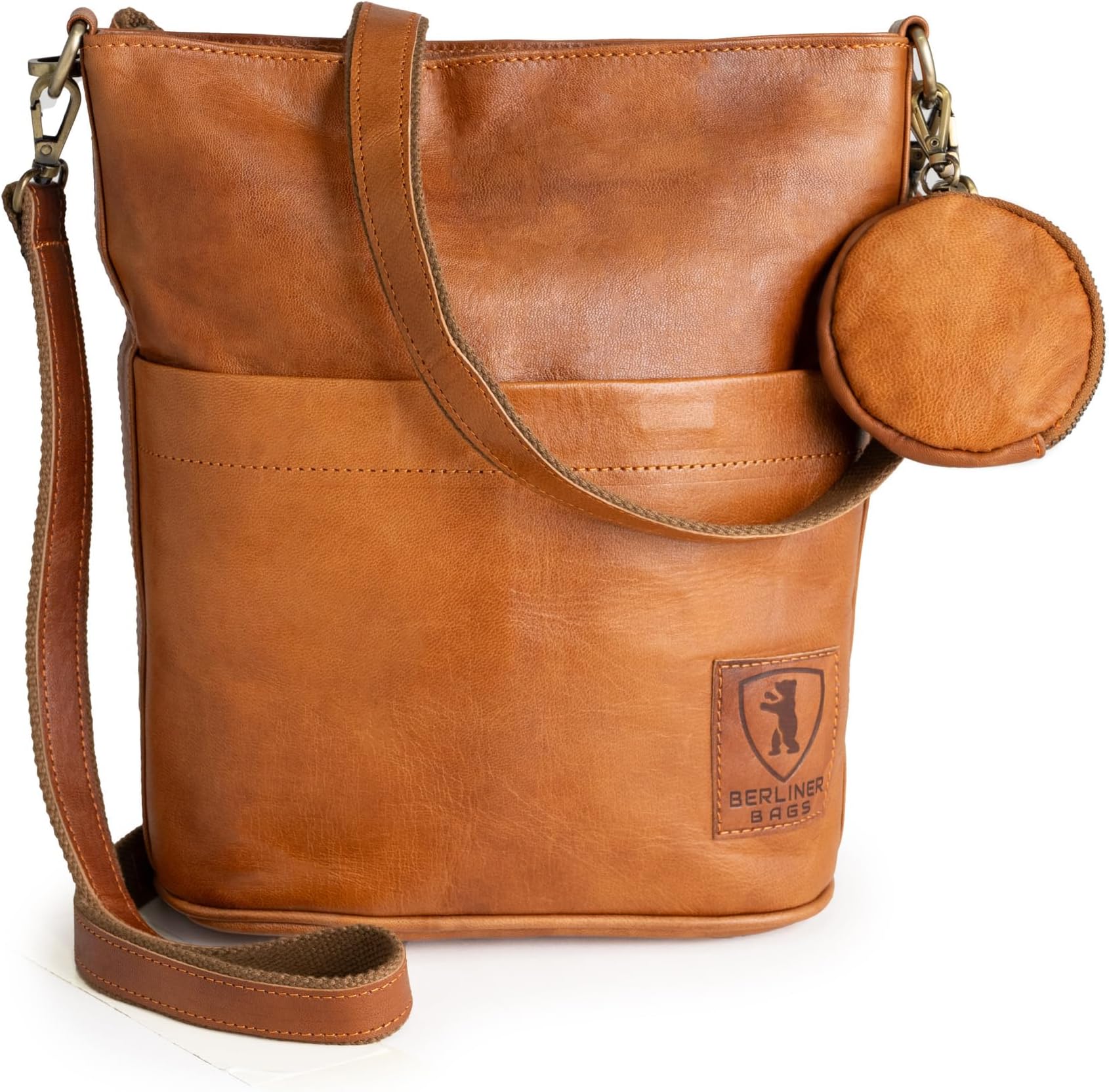BERLINER BAGS Echt lederen mobiele telefoon portemonnee Kim, kleine crossbody tassen voor vrouwen, telefoon portemonnee, Zwart, 7.5 inches