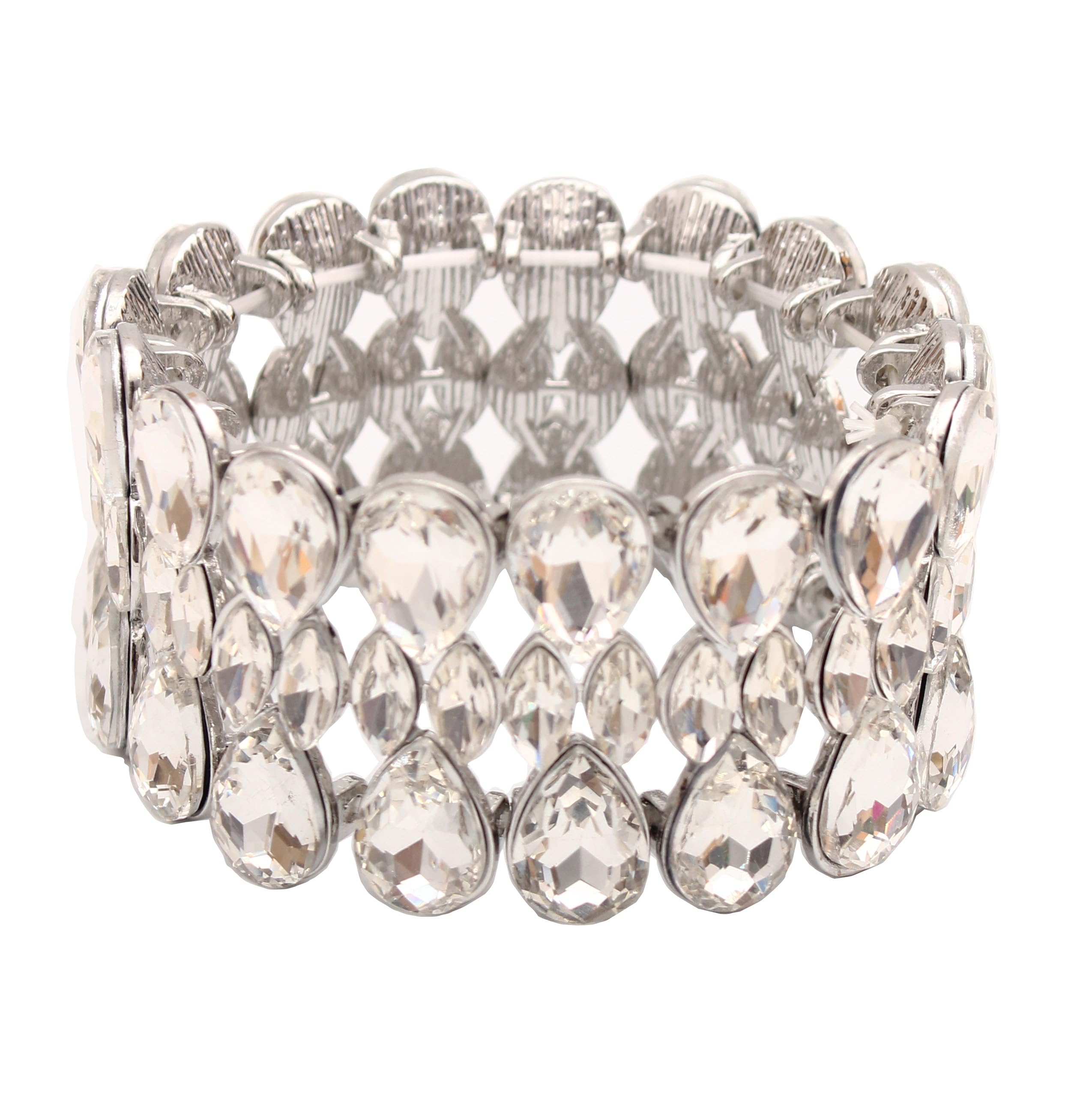 QLLYHLH Women’s Teardrop Stretch Bangle Bracelet Austrian Crystal Brides Bridesmaid Party Accessories for wedding