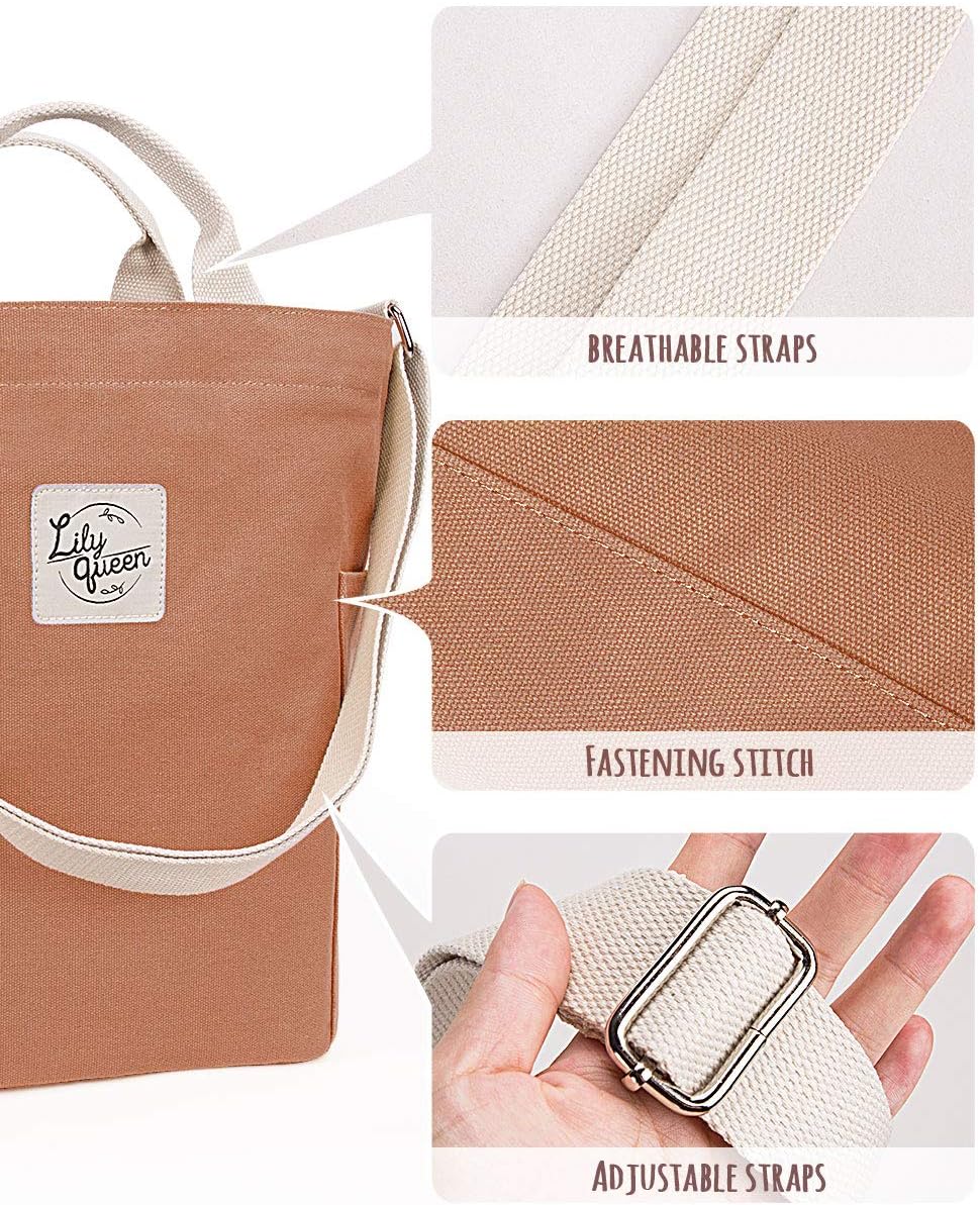 Lily queen Women Canvas Tote Handbags Casual Shoulder Work Bag Crossbody - Image 6