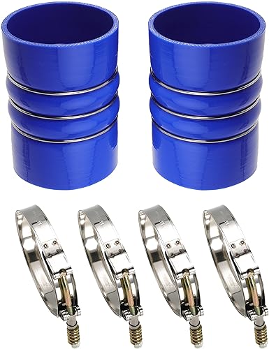 Miniatura 2 de Juego de botas de manguera de silicona para enfriador de aire, 4 "x 6" 4 pulgadas con abrazadera de perno en T, azul