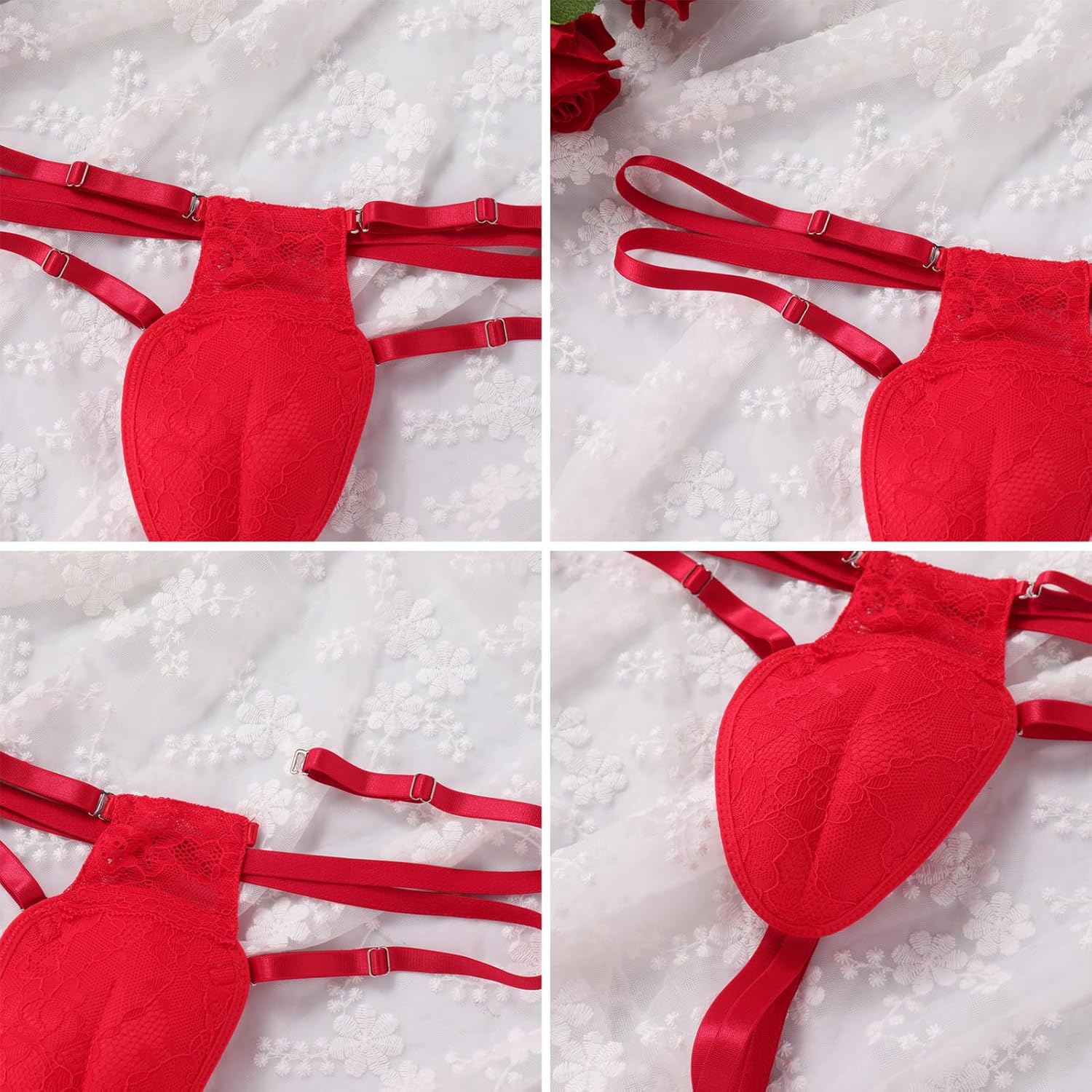 ABAFIP Men's Strappy Lace Thong Underwear Crossdresser Lingerie Low Rise G-string Underpants - Image 5