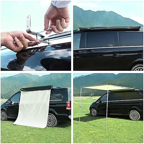 Miniatura 8 de Yescom Toldo para Vehículo 4.6x6.6' Retráctil Lateral para Portaequipajes del Techo Sombra Overlanding para SUV Camión Portón Trasero Camping