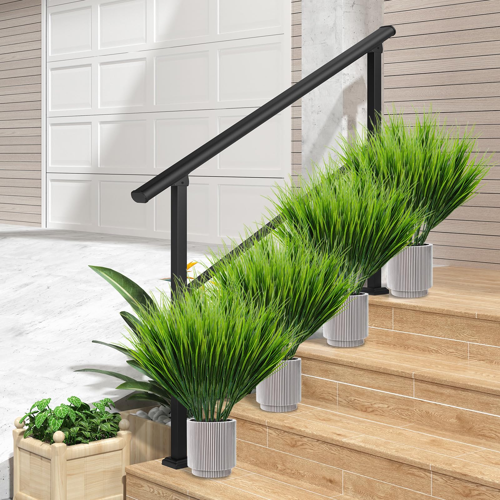 16 Piante di Erba Artificiale, Arbusti di Grano Artificiali da 40 cm, Piante Artificiali di Erba Alta per Decorazione all'aperto, Steli di Vegetazione Artificiale per Decorazione