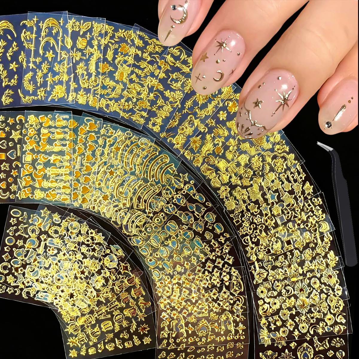 Colorful Nail Stickers - Floral & Heart Designs -8