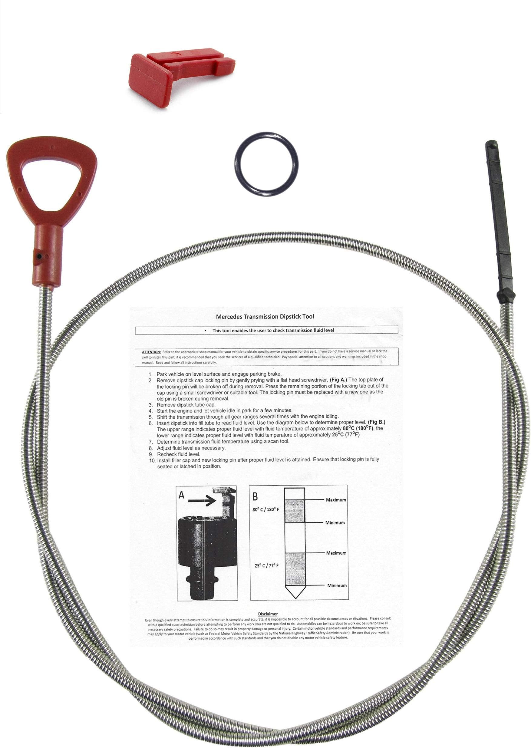 Transmission Dipstick | Fluid Tool | KIT: Instructions & Locking PIN & O-Ring for Cap | 722.6 | OE# 140589152100 | Compatible with Select Mercedes Benz & Sprinter