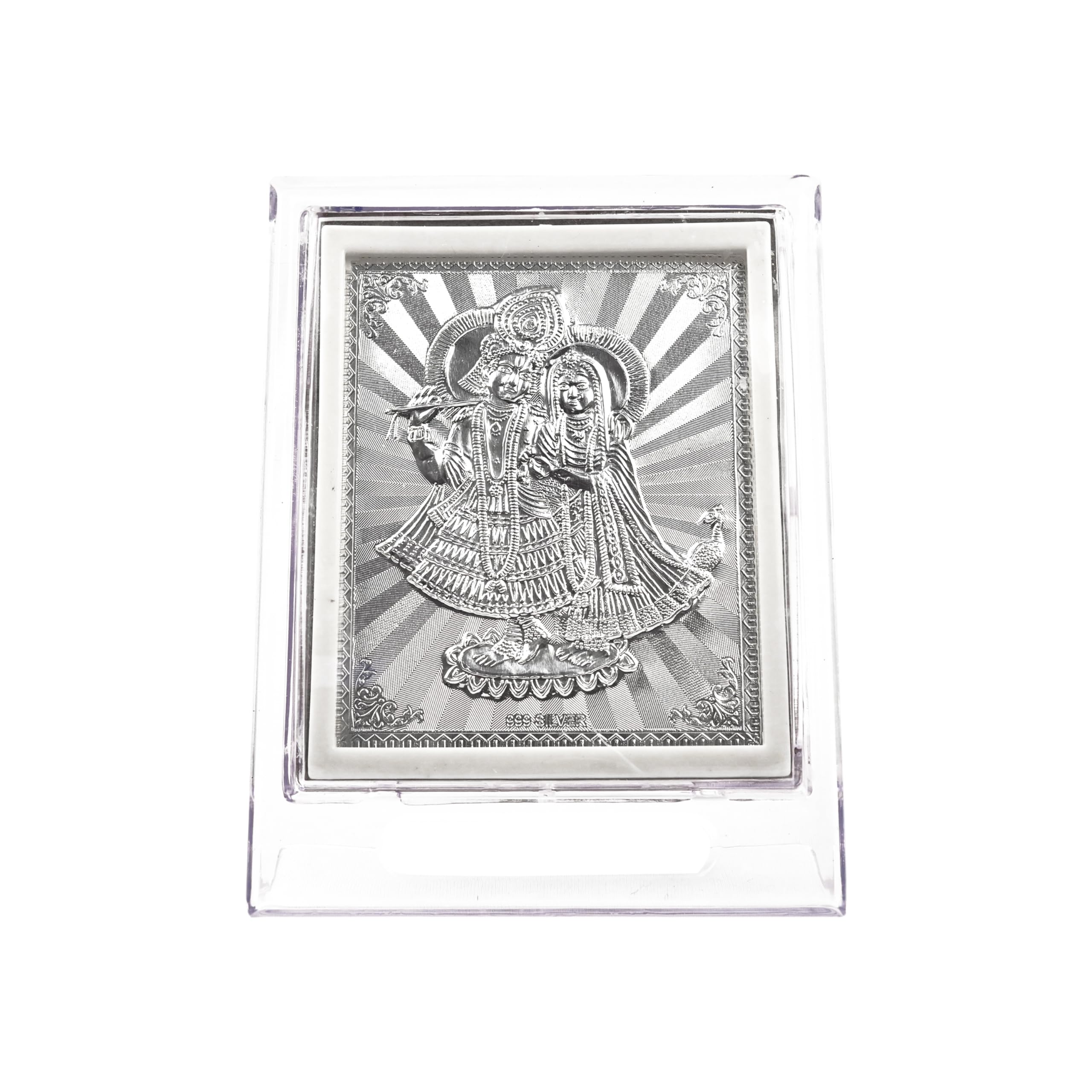 OM CHIRAG CREATIONOM CHIRAG CREATION Pure Silver Radha Krishna Photo Frame For Pooja Room, Corporate & Wedding Gift - 97%-99% Purity - white colour