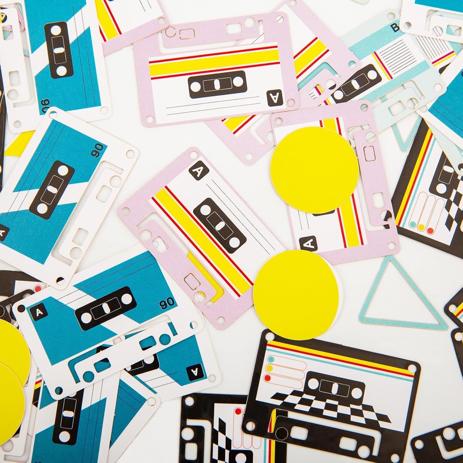 80's Vintage Neon Party Confetti - Cassette Tape & Fun Shapes - 80's Music Events - Bachelorette Party Supplies - Vintage Party Decorations,80s/90s Birthday/Throwback 1980s Themed Décor