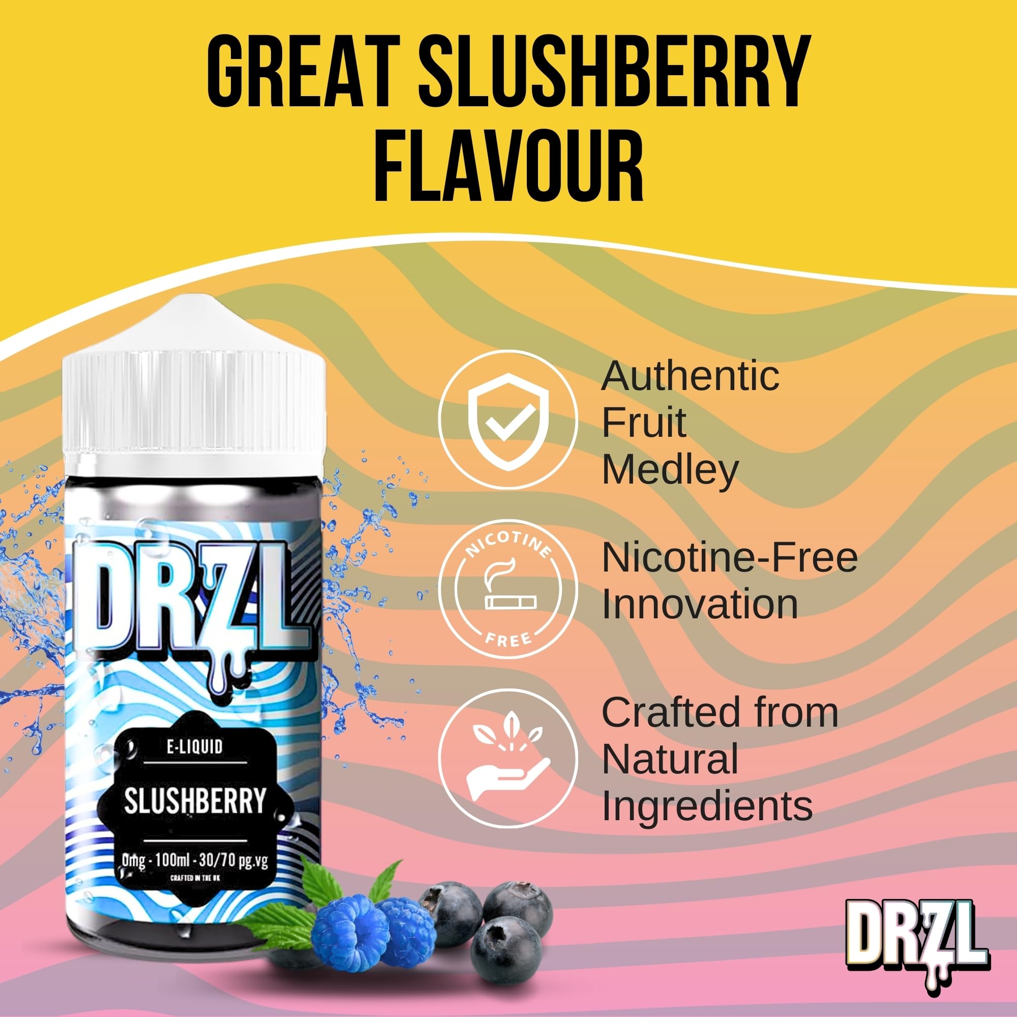 Drzl Nicotine Free Vape Liquid, 4x 100ml E-Juice for E-Cigarette & Kits -  Gifts - Sub Ohm Ecig Liquid - Shortfill, Premium Hi-Zen Blueberg, Blue  Raspberry, Blueberry, Lushberry Flavours: Amazon.co.uk: Electronics &