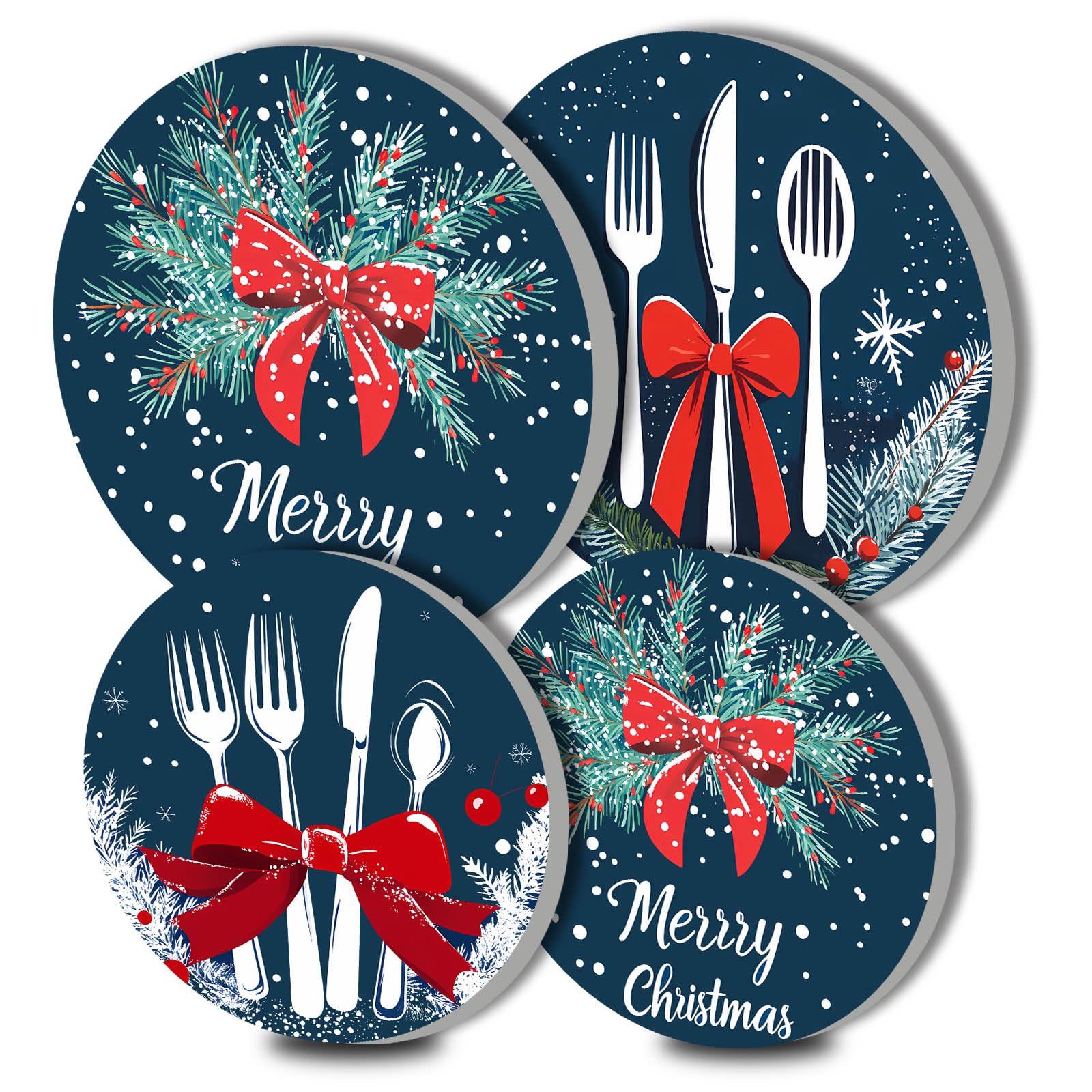 Electric Stove Burner Covers, Christmas Snowflakes Set of 4 Round Stove Burner Covers,8 Inches &amp; 10 Inches, Gas Stove Burner Covers, Metal Stove Burner Cover, Modern Cooktop Decorative