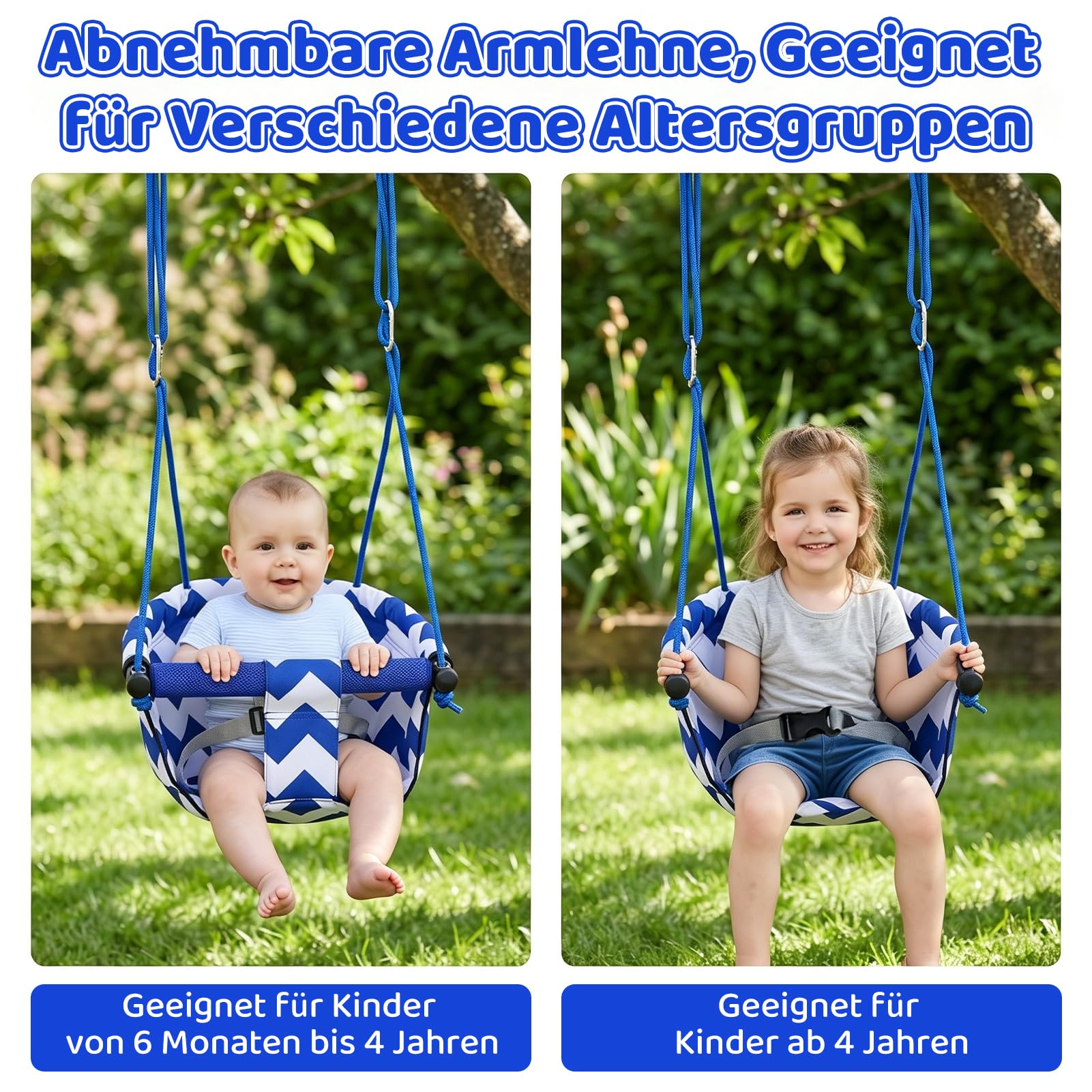 Columpio Infantil, Columpio Jardín Exterior Interior De 6 Meses en Adelante | Columpio Bebe con Cuerdas Ajustables,Cinturón De Seguridad,Columpios Infantiles Exterior para Desarrollo Sensorial del Bebé