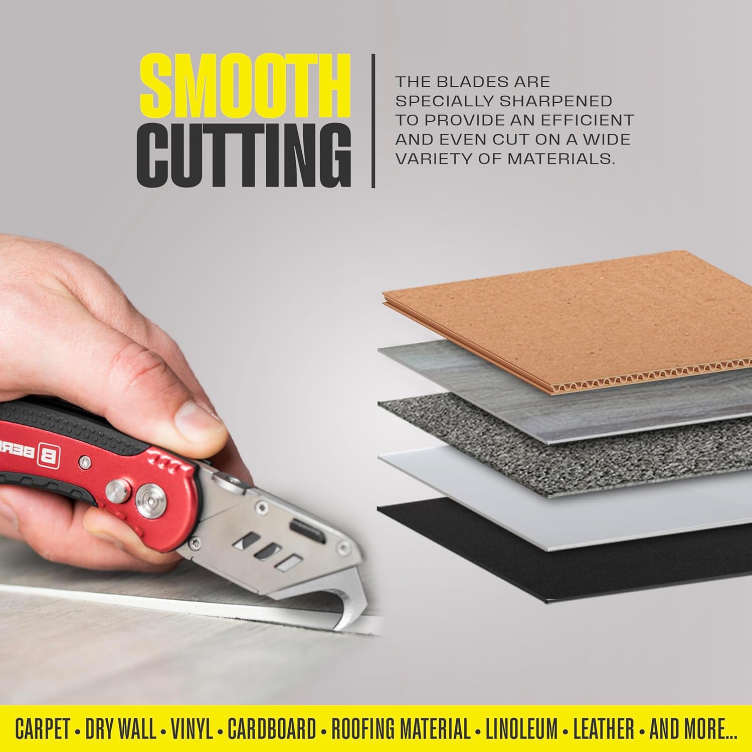 Utility Hook Razor Blades 50 PCS With Dispenser, SK2H Laser Sharpened Hardened, Ultra 3X Sharper and 5X Durable, Heavy Duty Replacement Blades for Carpet, Roofing Blade Knife, Box Cutter