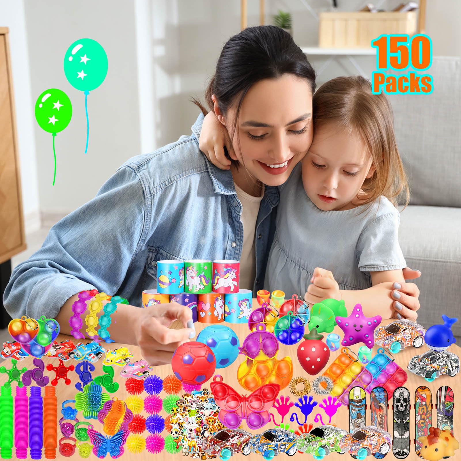 Party Favors for Kids 8-12 4-8, 150-Pack Fidget Toys Bulk, Treasure Box Toys for Classroom, Stocking Stuffers Goodie Bags, Classroom Prizes, Birthday Holiday for Boys Girls