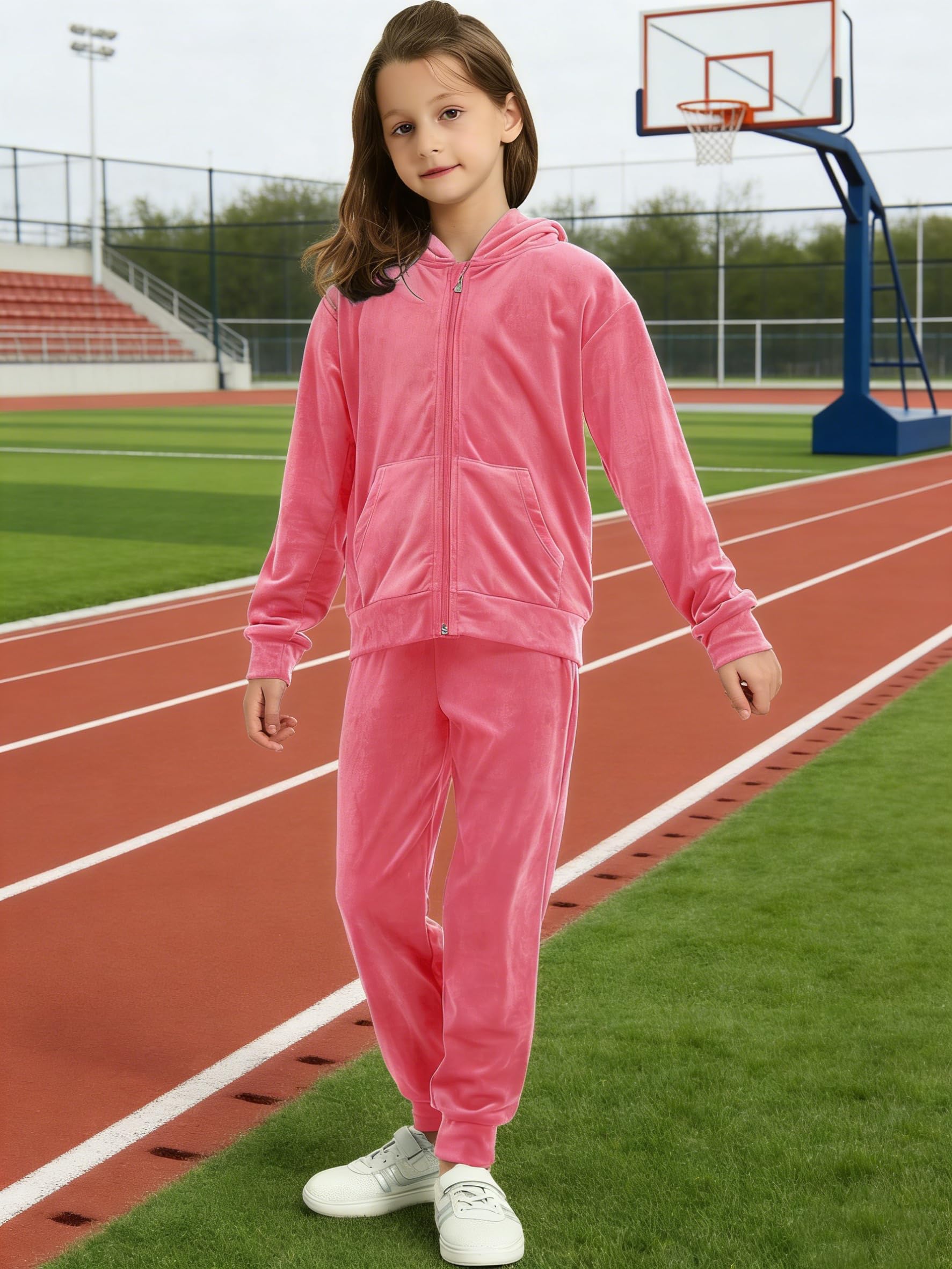 MessBebe Trainingsanzug Sportanzug Jogginganzug Mädchen Sweatsuits Set Velour 2-teilige Outfits Zip Up Hoodies und Hosen Sportswear Jogging Set