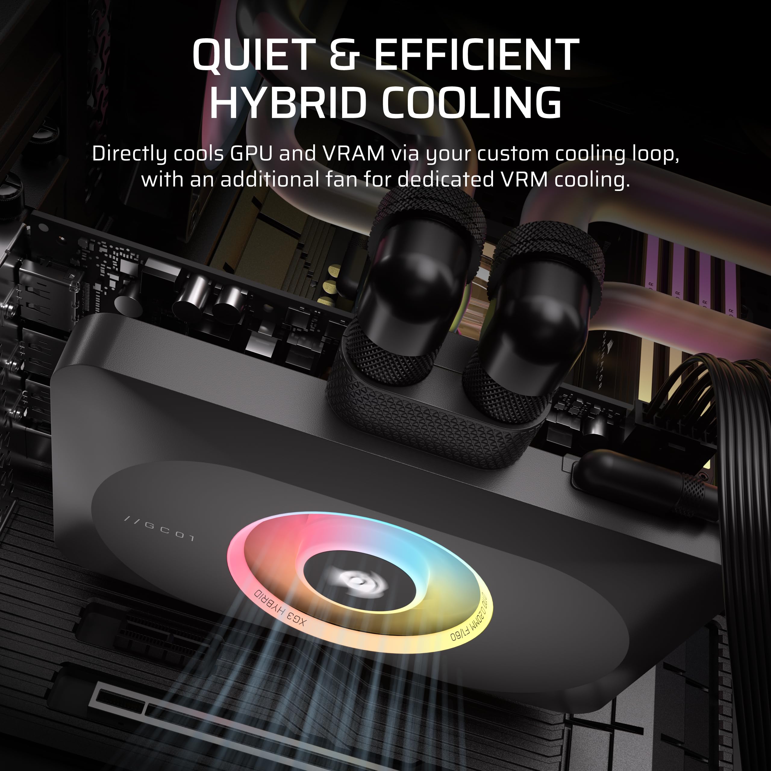 CORSAIR XG3 RGB HYBRID Waterblock GPU – Raffreddamento Ibrido Personalizzato, Compatibile Con GPU 5080, 5070 Ti e 5070, 18 LED RGB Indirizzabili, iCUE LINK, Sensore Di Temperatura Integrato – Nero