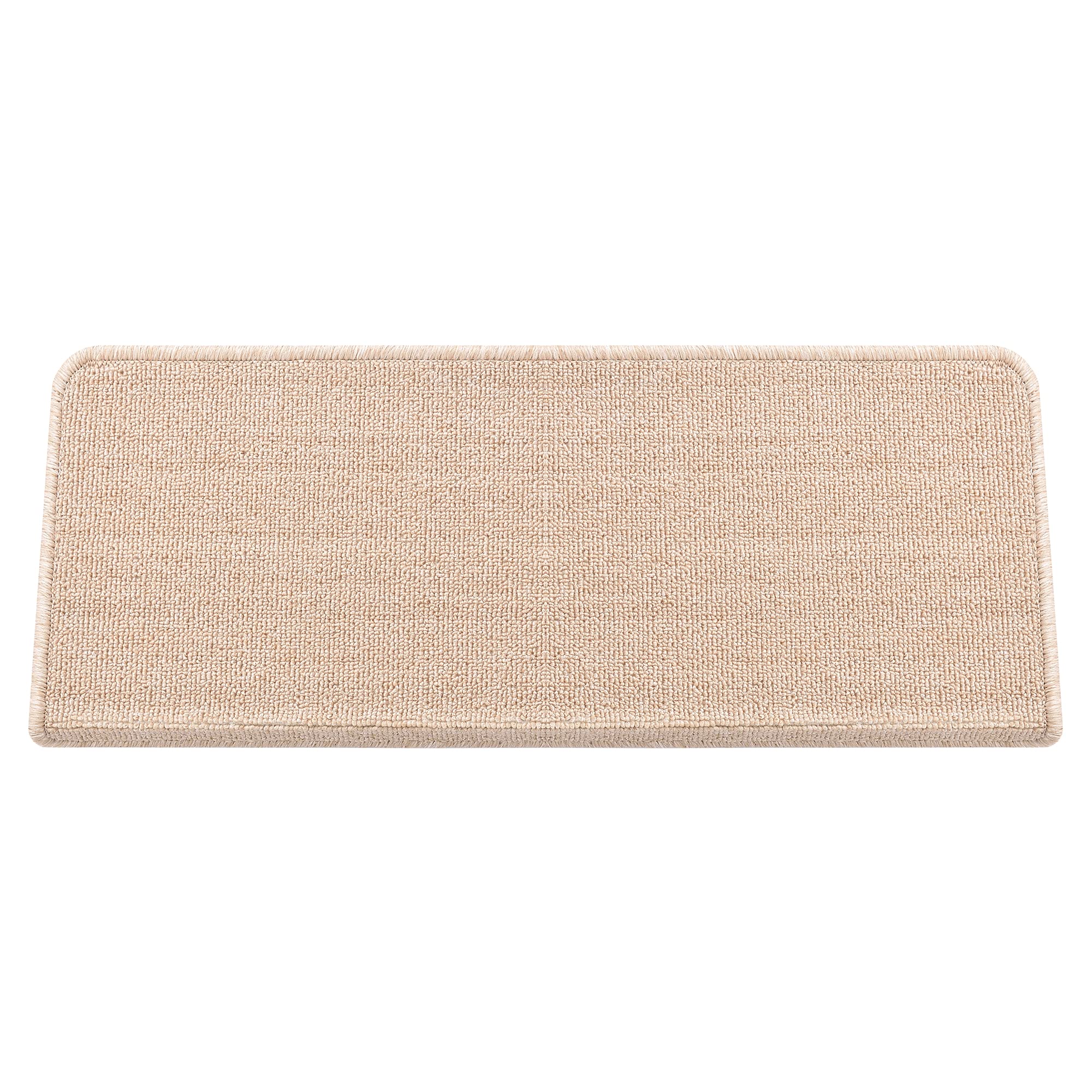[en.casa] Set de 15 Alfombrillas de Escalera Alfombrillas para Peldaños Autoadhesiva Antideslizante Amortigua Sonidos Protección 65 x 24 + 4cm de Borde Beige