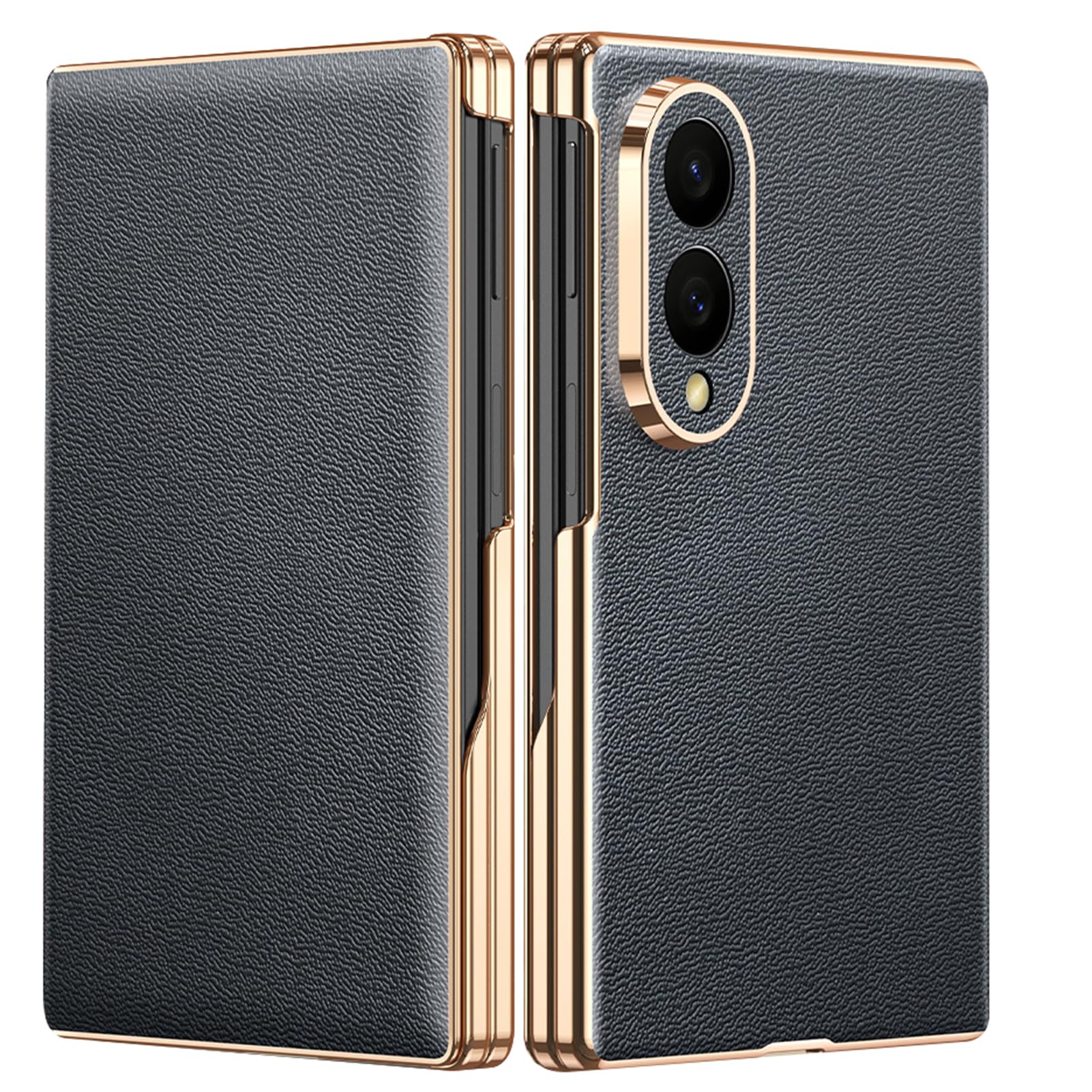 Per Samsung Galaxy Z Fold 8 Custodia Flip Vera Pelle, Bordo Oro