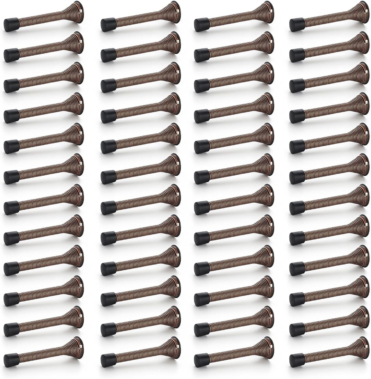 Ravinte Door Stoppers, 48 Pack Spring Door Stops with Rubber Bumper, Oil Rubbed Bronze Door Stoppers for Bottom of Door