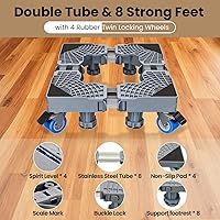 Vista 3 de Mini soporte móvil para nevera con 4 ruedas de bloqueo y 8 pies fuertes de 17 a 24.1 pulgadas, soporte de muebles resistente para lavadora, mini