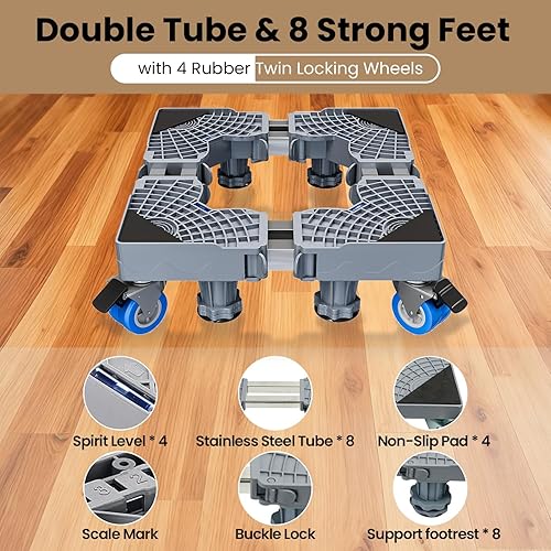 Miniatura 3 de Mini soporte móvil para nevera con 4 ruedas de bloqueo y 8 pies fuertes de 17 a 24.1 pulgadas, soporte de muebles resistente para lavadora, mini