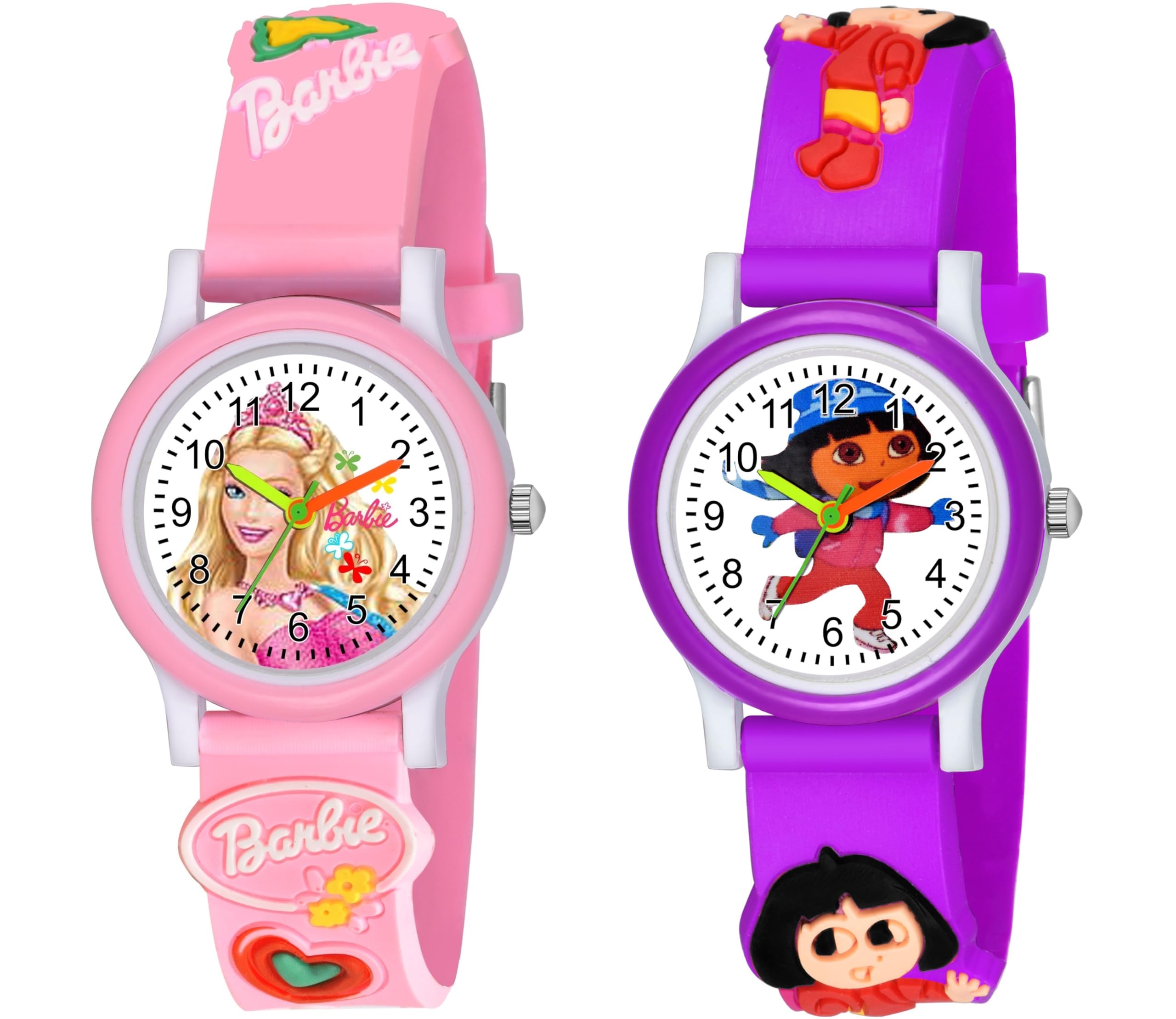SWADESI STUFF White Dial Barbie Love Watch Rubber Analogue Girls Watch Combo of 2 (Pink-Purple) (B0D4HDSXXN) Amazon Price History, Amazon Price Tracker