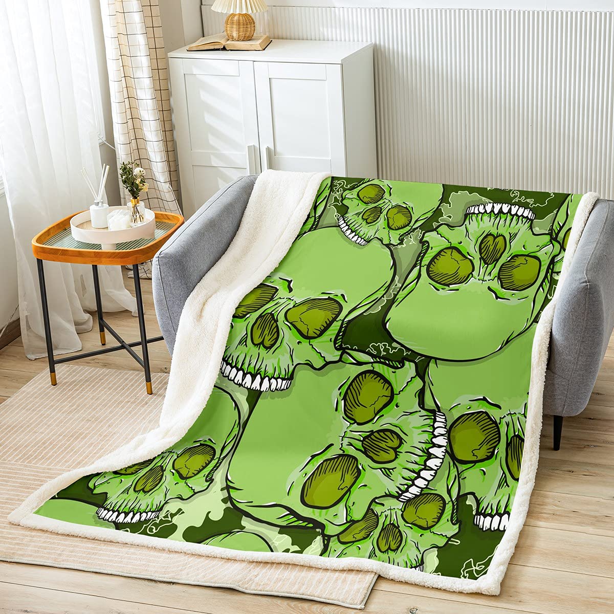 Coperta In Pile Con Teschio Di Zucchero Floreale - Morbida E Leggera - Perfetta Per Divano, Letto Singolo (150x150 Cm) O Come Regalo Originale Per Halloween - 2