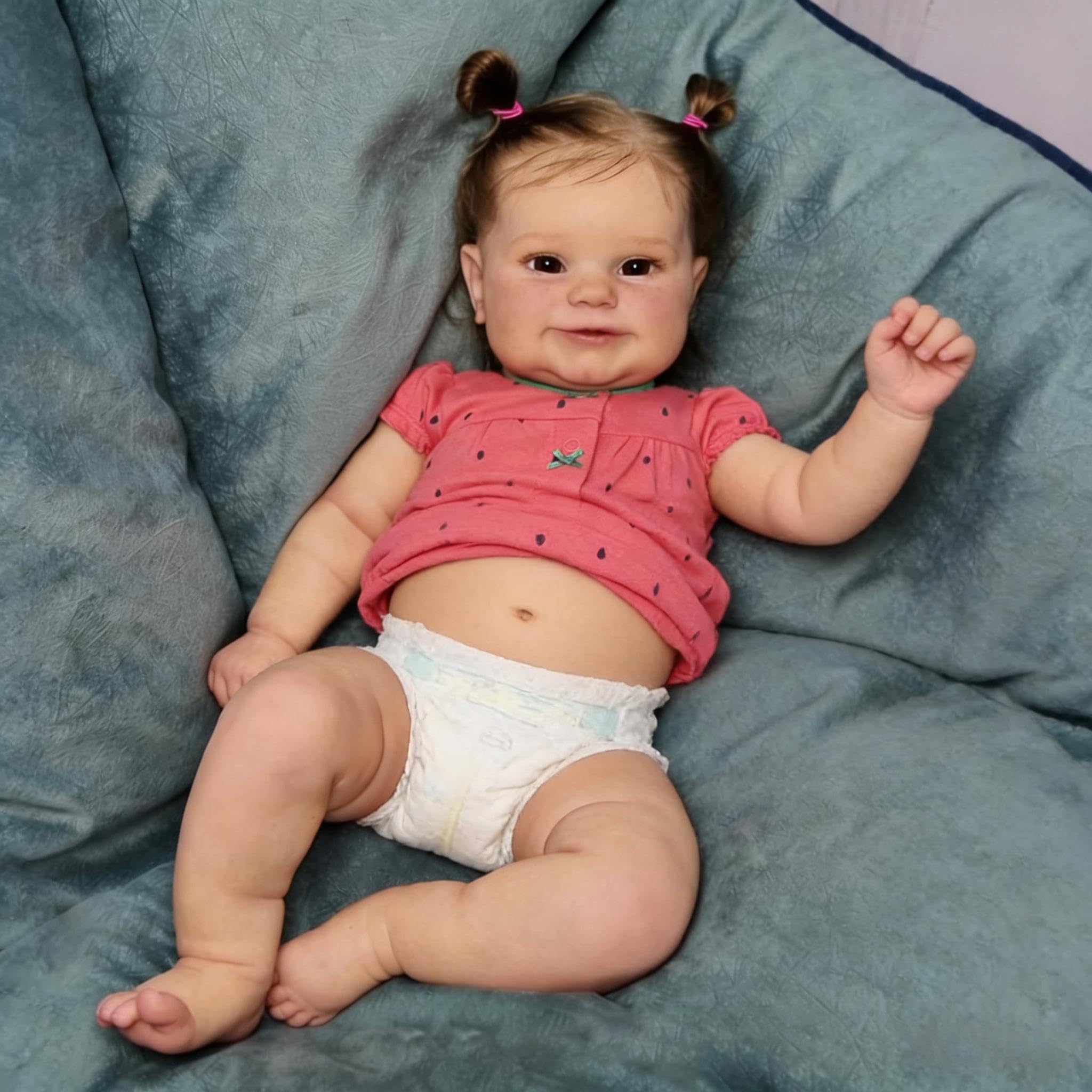 RXDOLL 20 pollici Dolce Sorriso Reborn Baby Dolls Silicone Full Body Vinyl Girl Realistica Bambola Neonata Impermeabile Realistico Bambole del bambino che sembrano Reborn Doll Full Silicone Reborn