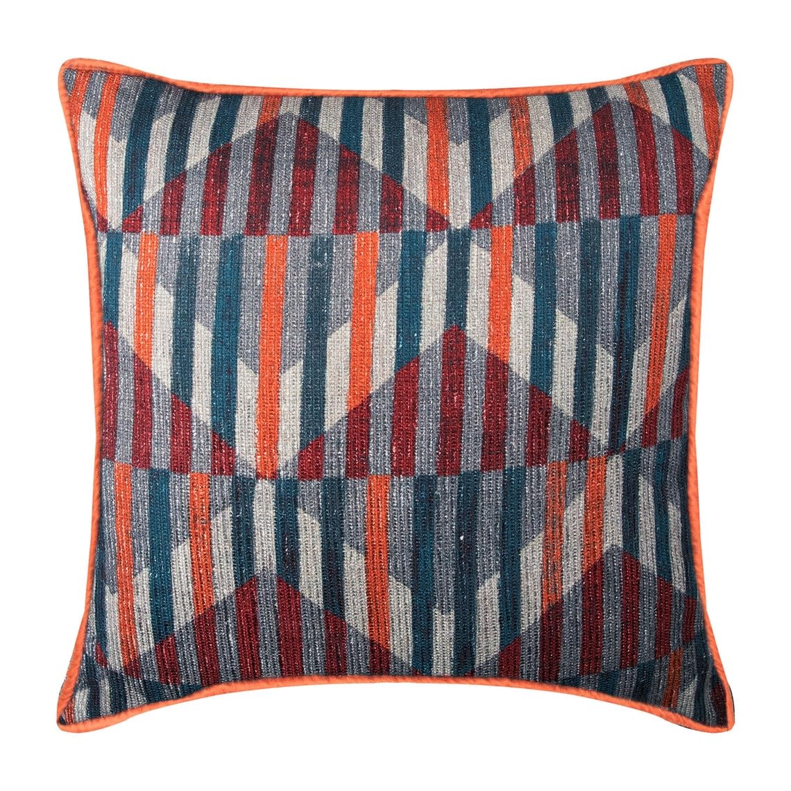 The HomeCentric Decorative Orange (Pack of 2, 35x35 cm (14"x14") cushion Covers, Ribbed Cotton Retro Throw cushion Covers, Striped Pattern Modern Style - Retro Stripes