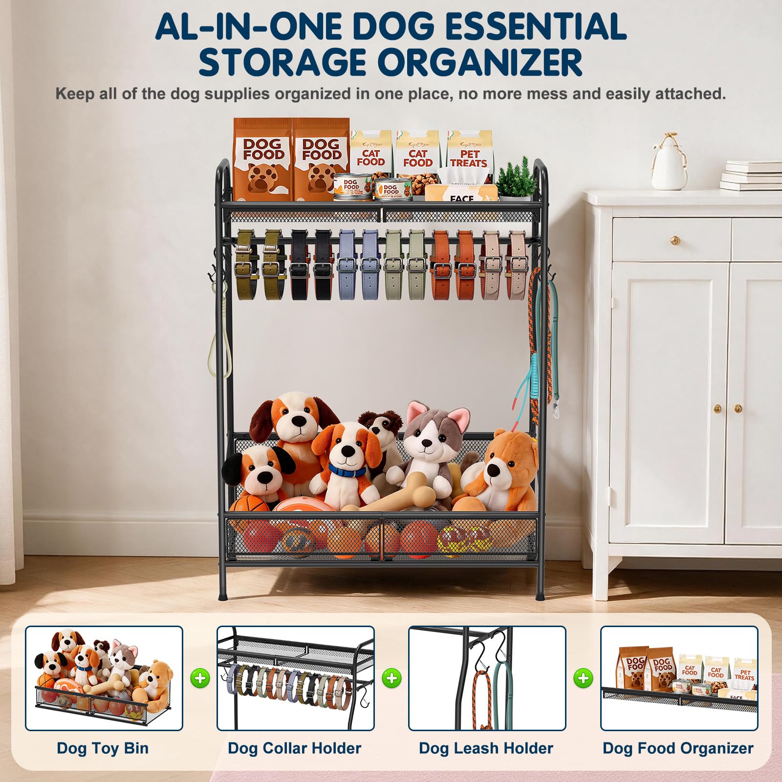 REFLYING Scaffale Organizer Cane in Metallo per Accessori Animali