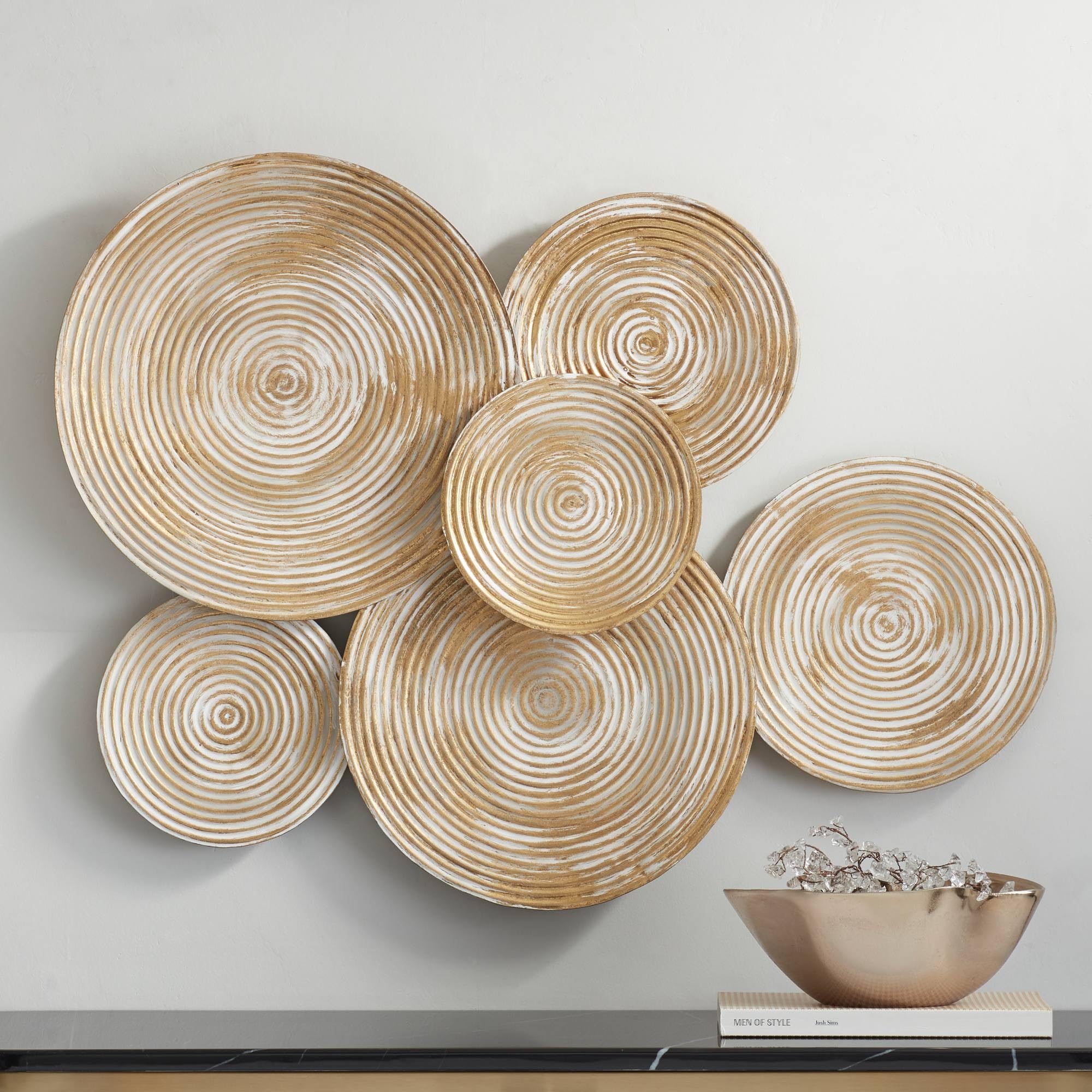 Amazon.com: Mesa 32 1/4 Wide Gold Cream-Washed Disk Wall Art
