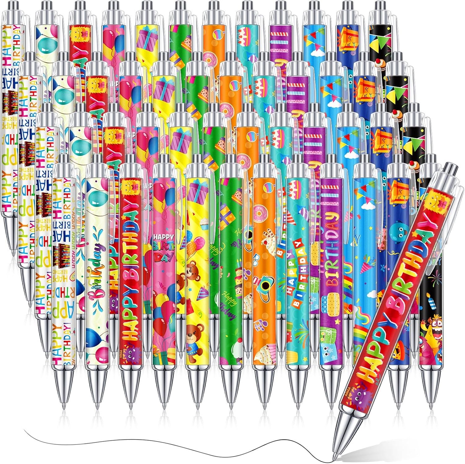 Cholemy 48 Pieces Happy Birthday Pens Bulk Happy Birthday