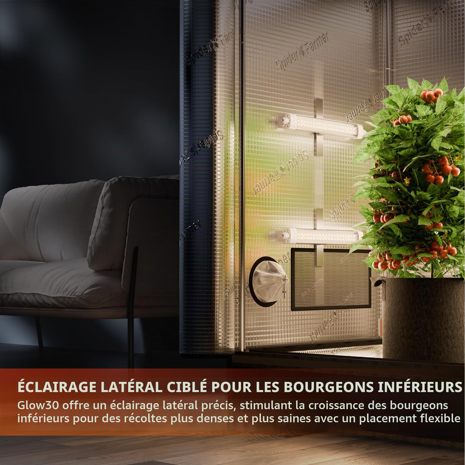 SPIDER FARMER Glow30 LED Lampe de Culture, Lampe pour Plantes à Spectre Complet 34cm Jeu de 4 pour Tente de Culture Lumière supplémentaire Plantes d'intérieur, légumes, Fleurs