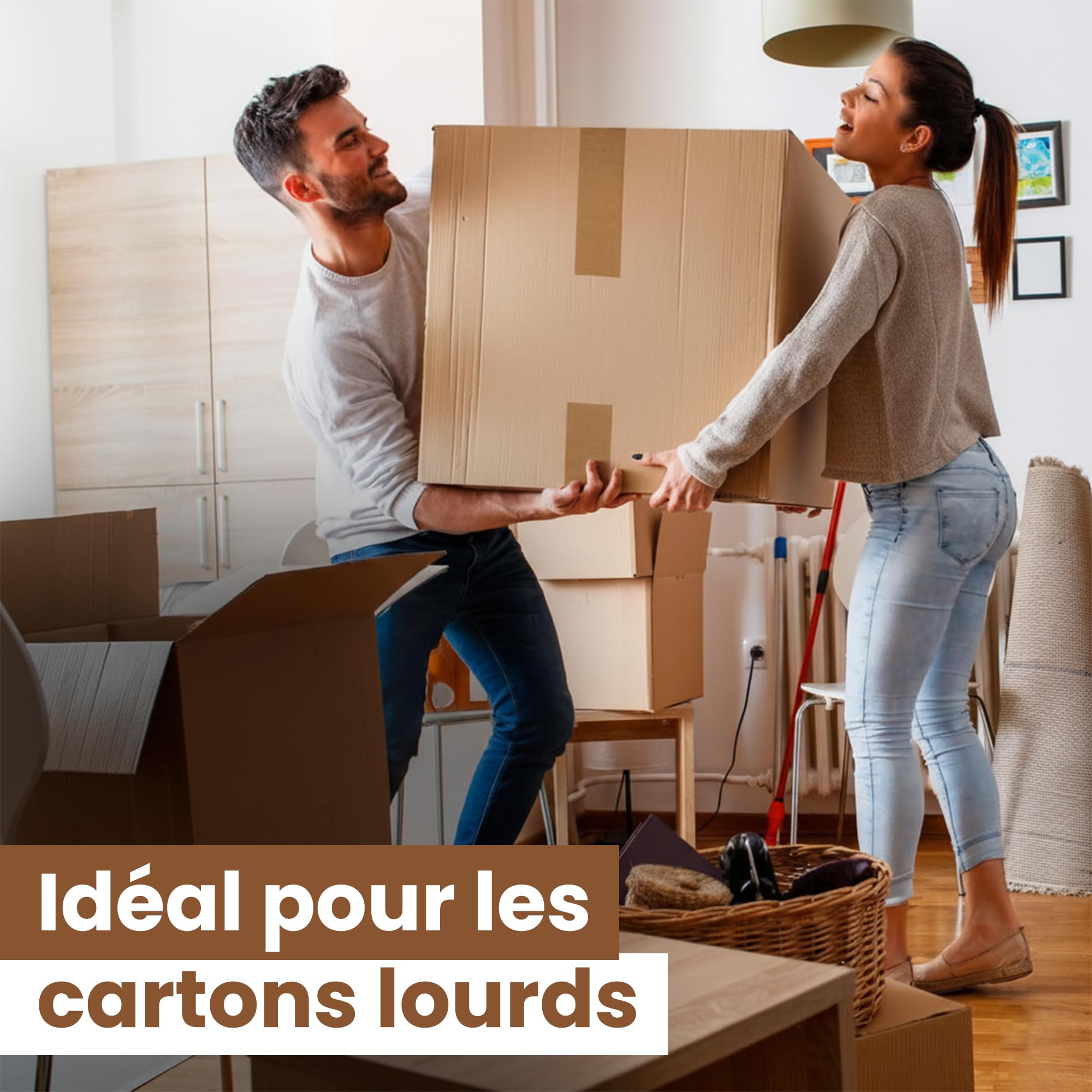 ELPACK Lot de 24 Rouleaux Ruban Marron Déménagement — Ruban Adhésif Emballage 50 mm x 66m Large Acrylique Silencieux pour Cartons Colis et Expédition