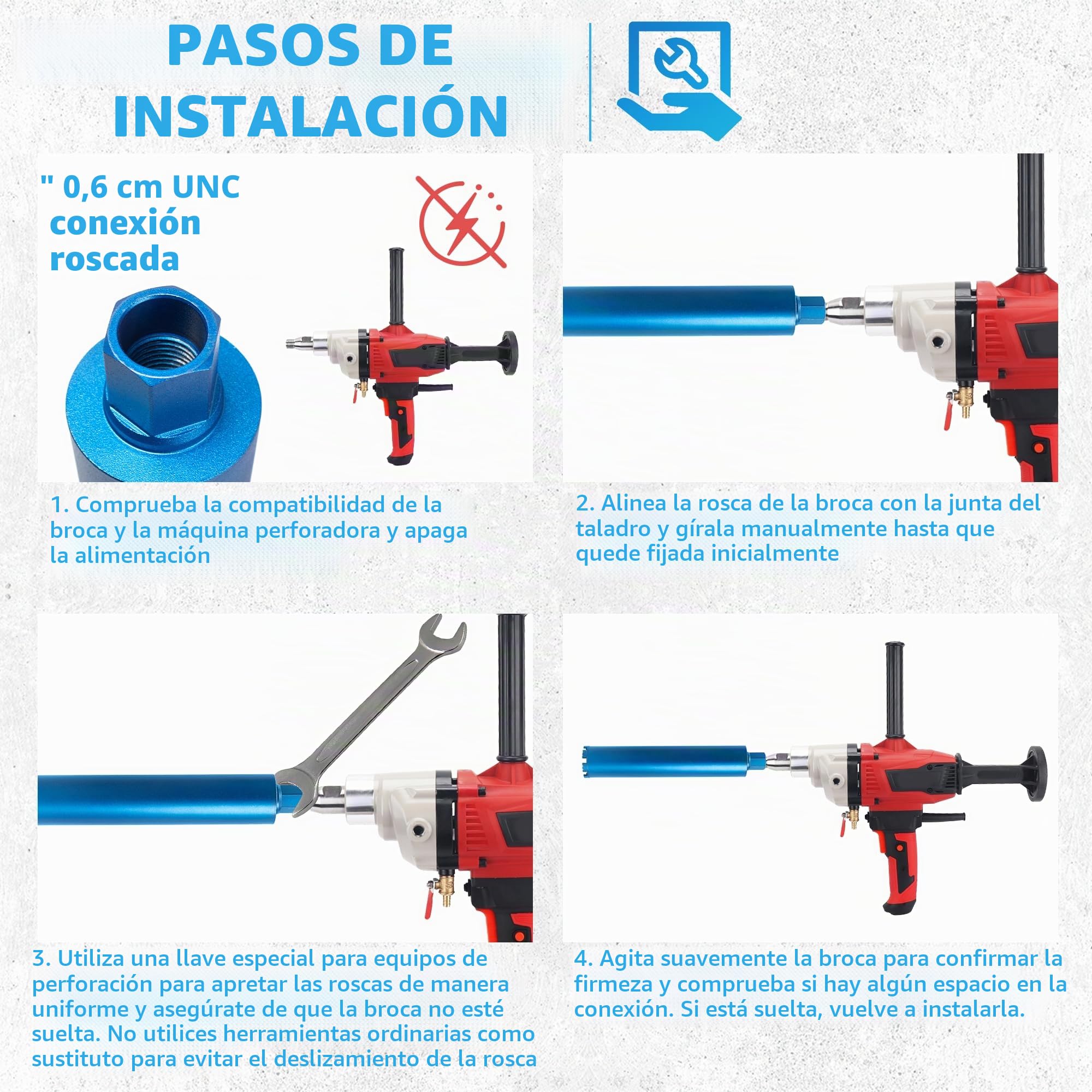 1¼" UNC Broca de Diamante Ø 132mm, Longitud útil 400 mm,Broca de Sierra de Agujero,Corona de Perforación de Diamantada para Hormigón,Cemento,Ladrillo,Piedra