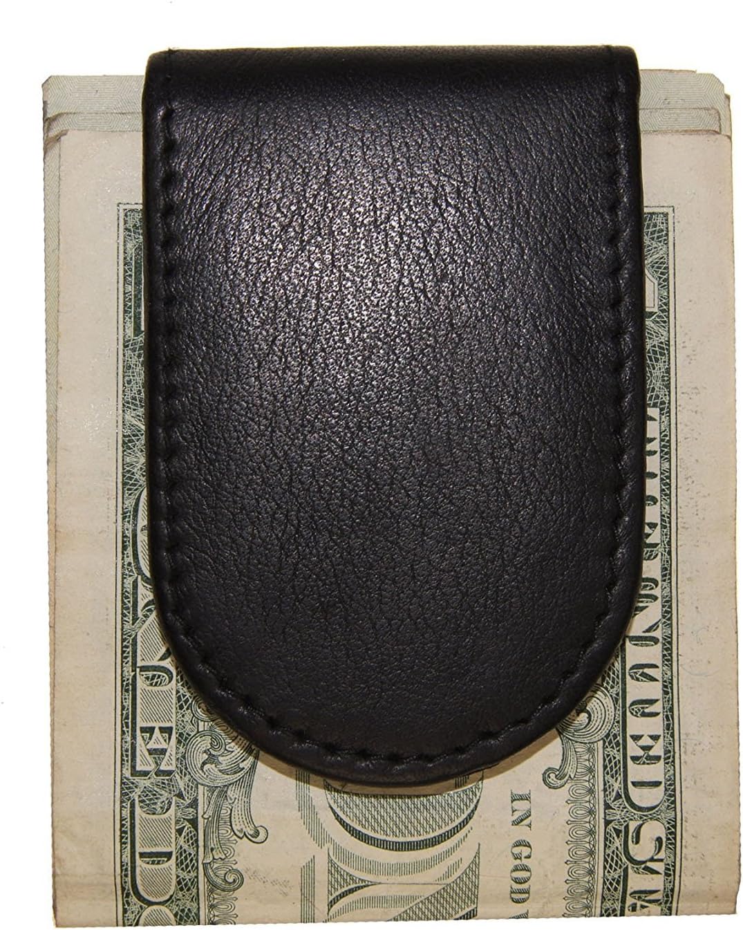 Leather Magnetic Money Clip Black with Organza Gift Bag SUN 2592 BK