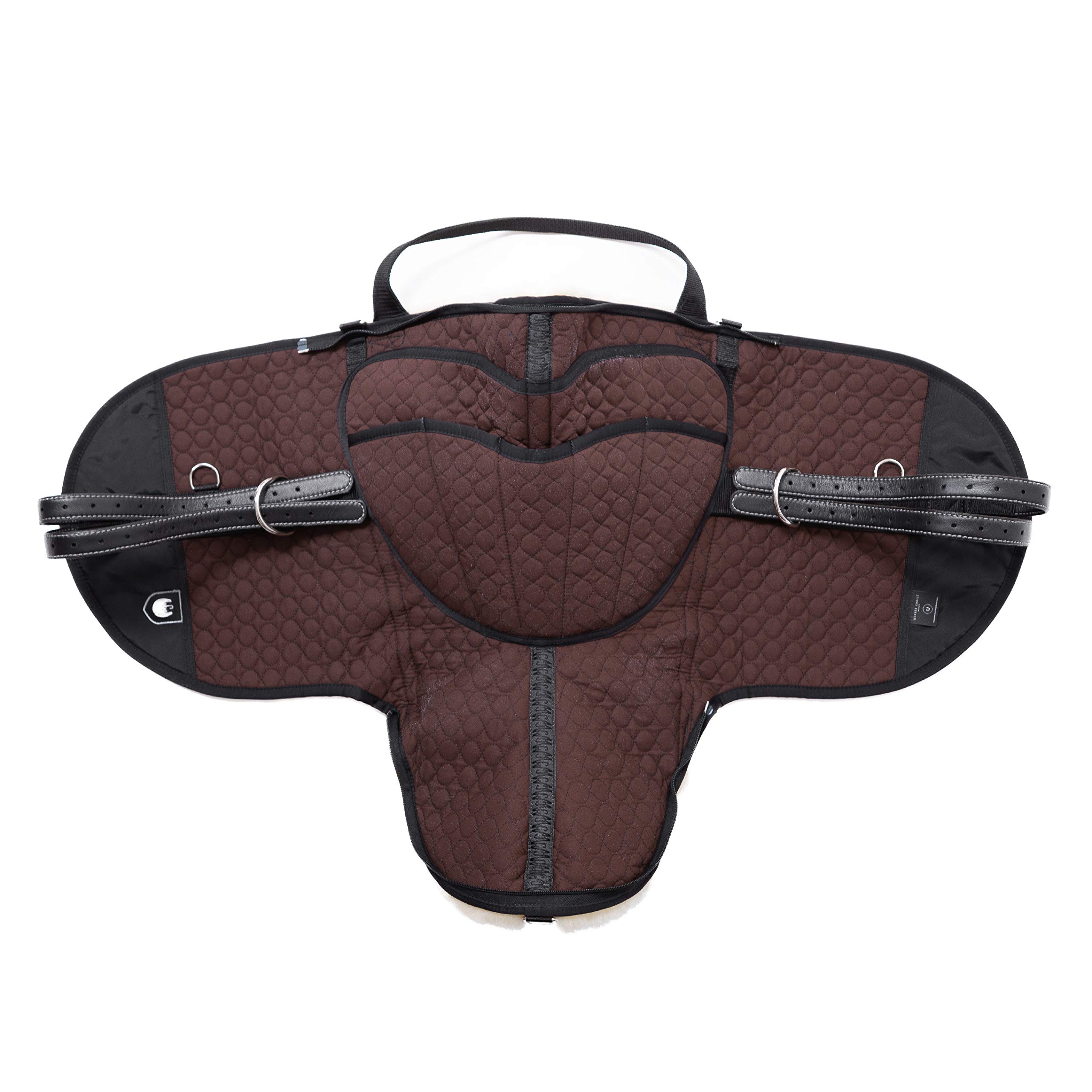 CHRIST Montura Inglesa para Caballo Fellsattel Premium Plus XH (Cruz Alta) Bareback-Pad/Silla de Montar de Piel de Cordero, Talla Media-Sangre, marrón