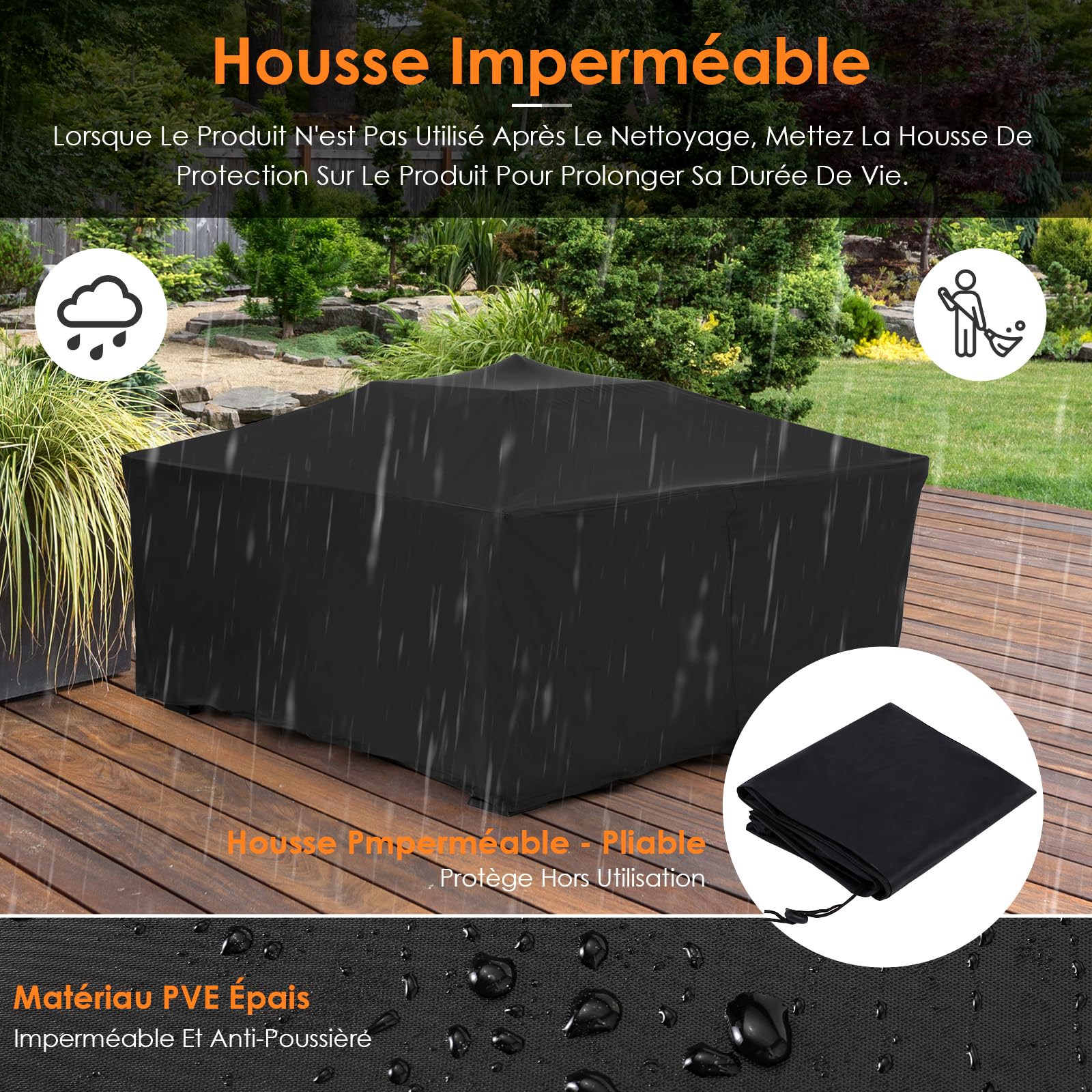 TLSUNNY Brasero Extérieur 3 en 1,Brasero Barbecue Carré avec Grille 81cm