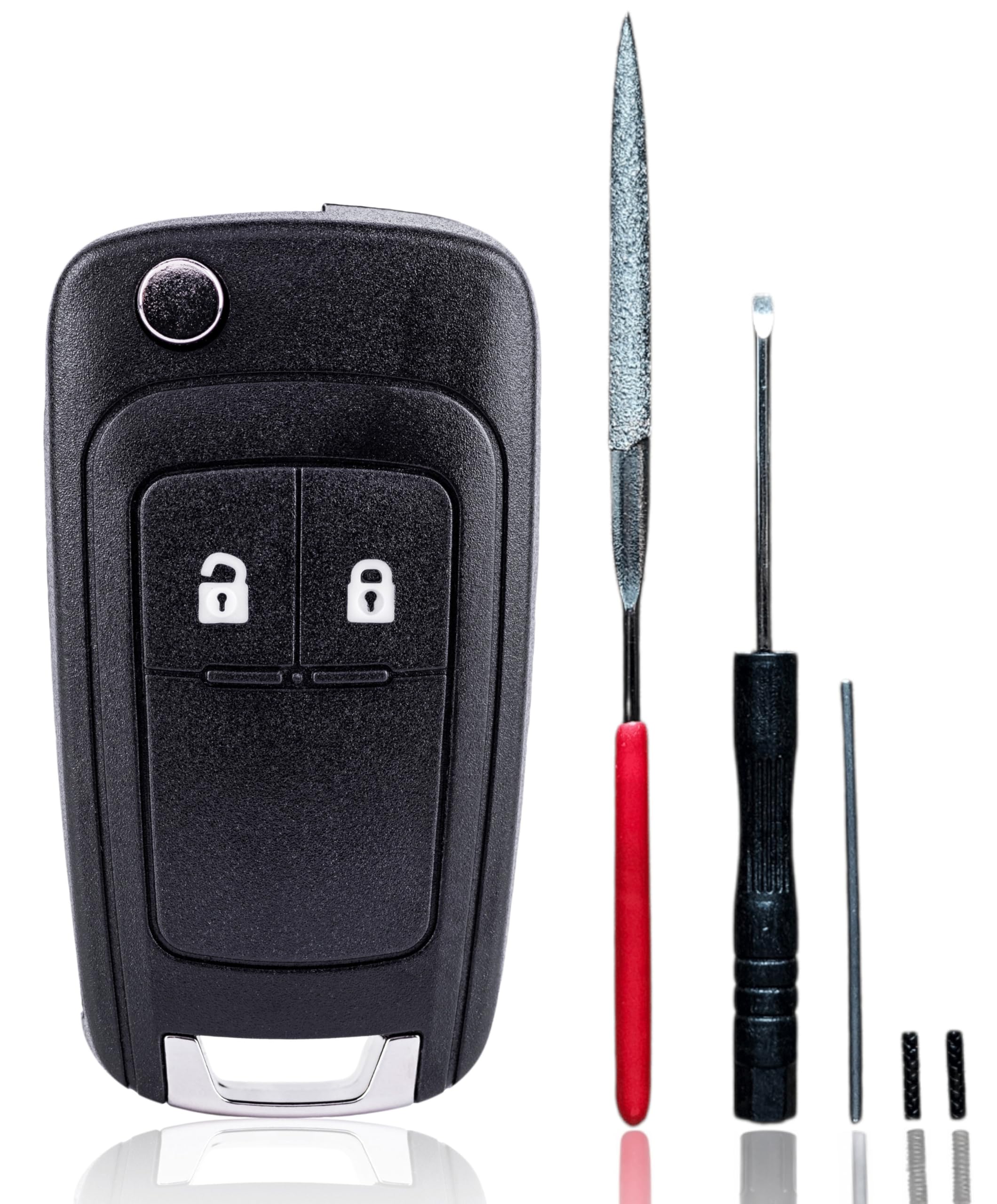 Opel Schlüsselgehäuse Klappschlüssel 2 Tasten Set mit Werkzeug | Passend Astra J Adam Corsa E Mokka Insignia Zafira C Tourer | Autoschlüssel Gehäuse Ohne Programmierung