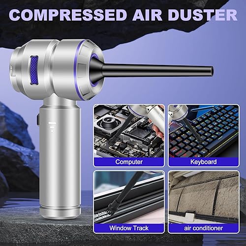 Miniatura 5 de Aspiradora portátil inalámbrica para automóvil, 18000 PA de alta potencia con motor sin escobillas, plumero de aire 4 en 1, soplador, bomba y mini