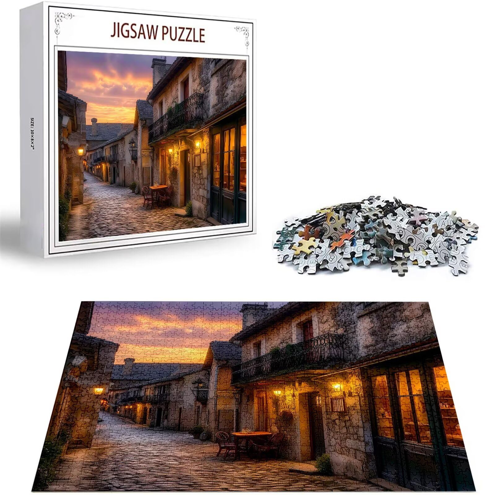 Puzzle Kleine Stadt Puzzle 5000 Teile, Holzpuzzle Erwachsene, Mehrfarbig Holzpuzzle, Klassische Puzzles Landschaft Wooden Jigsaw für Erwachsene Und Kinder 14 Jahren, Home Wand Dekor, 156x105cm D-467